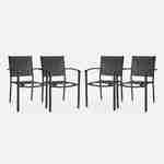 Lot de 4 chaises de jardin empilables en aluminium anthracite et textilène D56xL57xH85cm Photo3