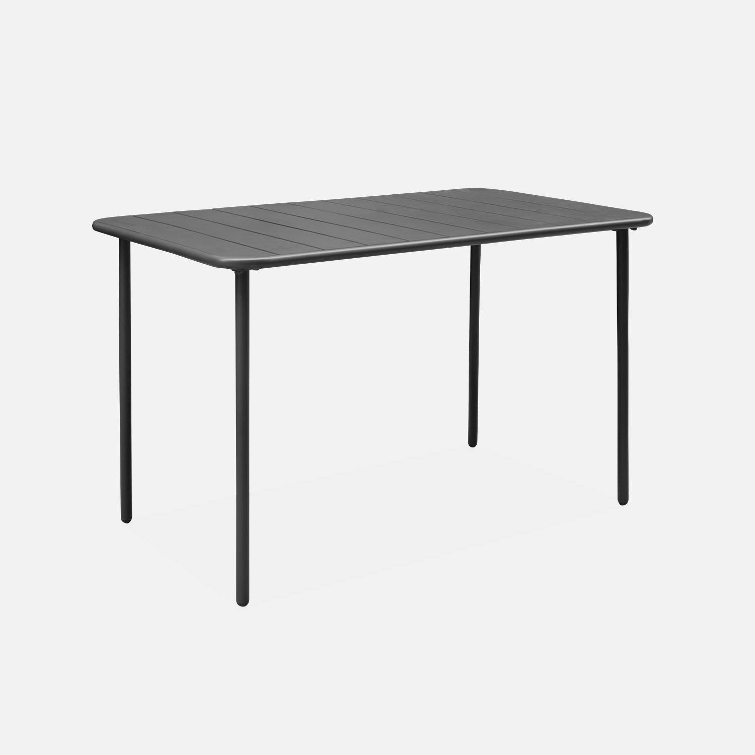 4-seater rectangular steel garden table, 120x70cm - Amelia - Anthracite Photo3