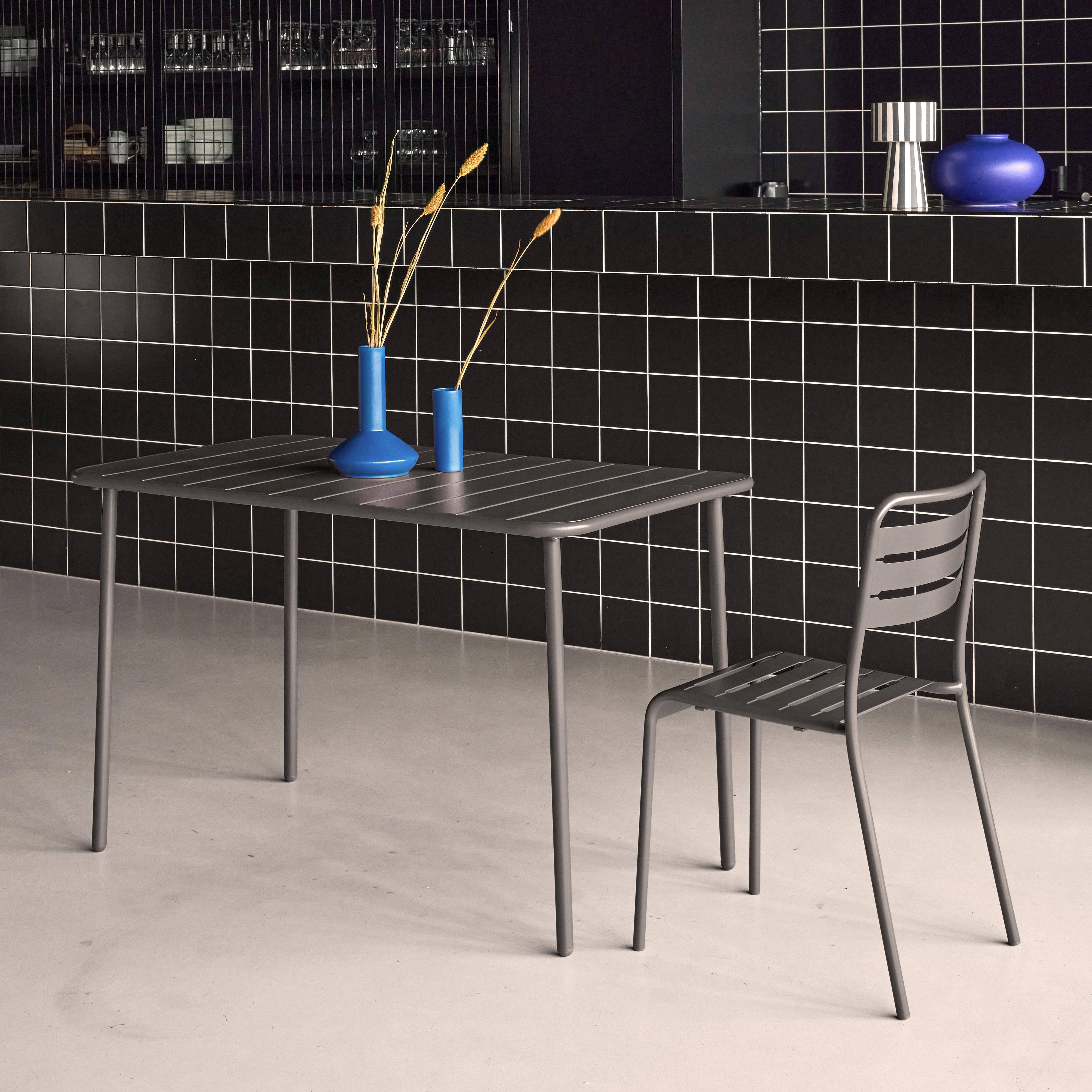 Mesa de jardim metálica de 4 lugares, 120cm, Amelia, Antracite, 120x70x72.5 cm Photo2