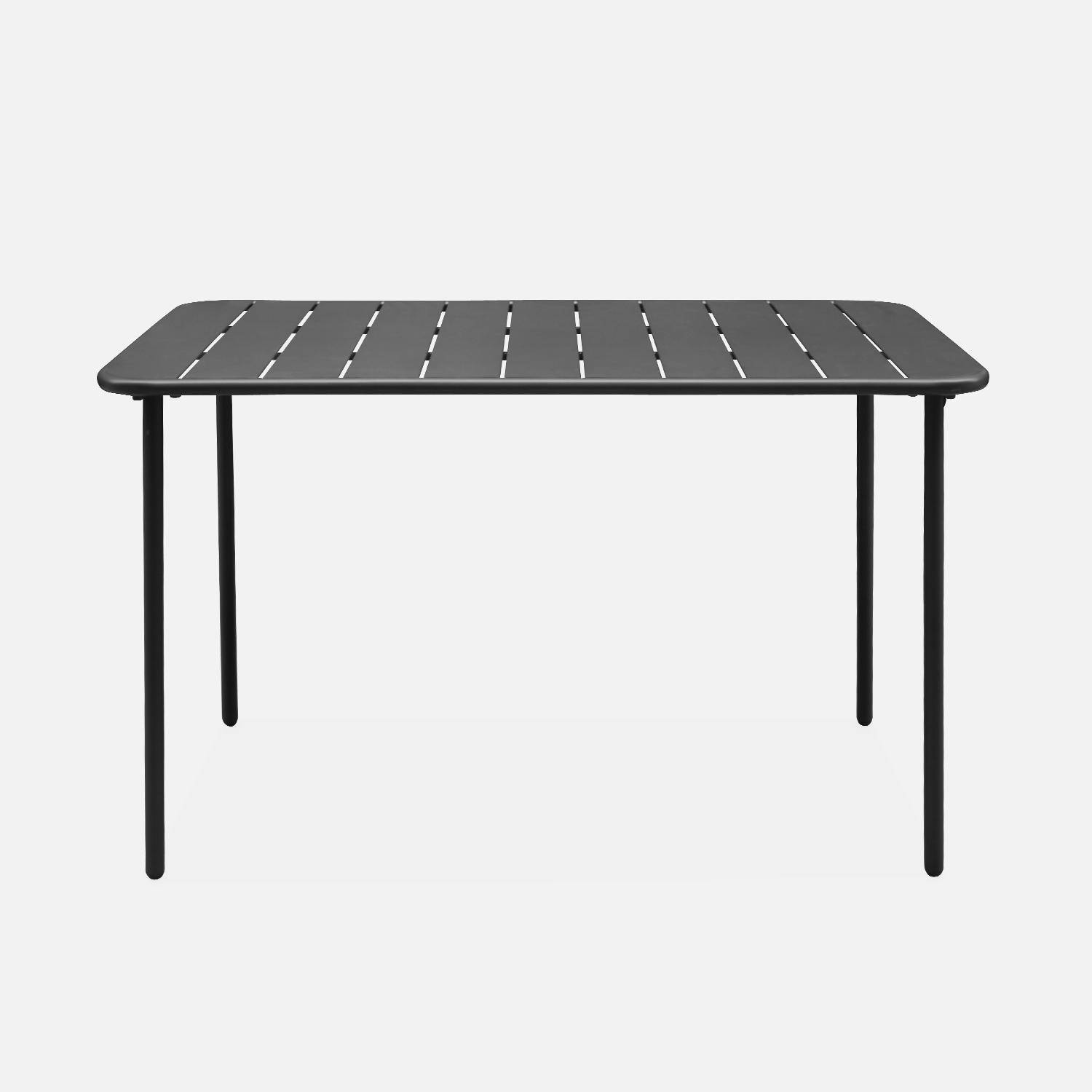4-seater rectangular steel garden table, 120x70cm - Amelia - Anthracite Photo5