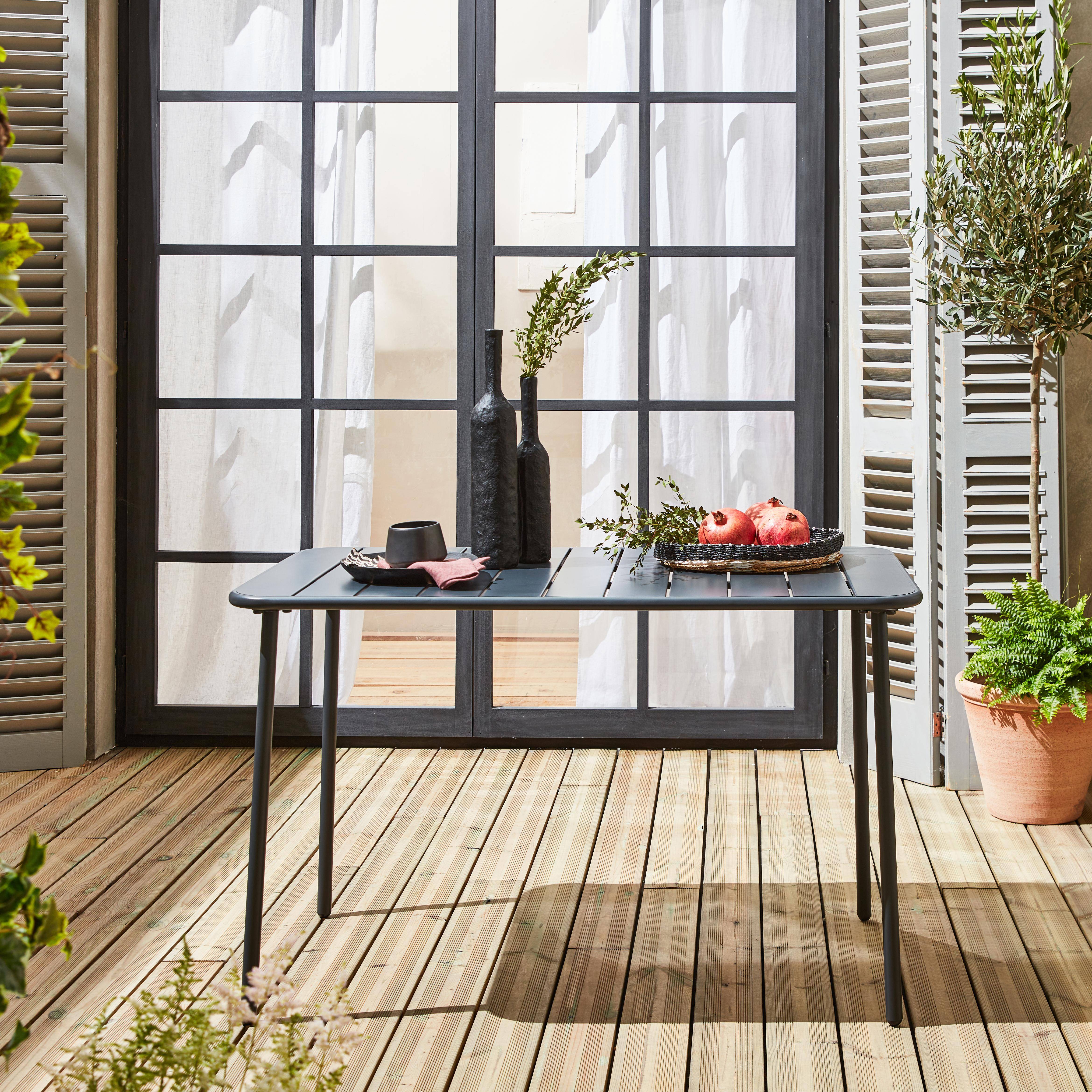 Metal garden table for 4 people, Anthracite | sweeek