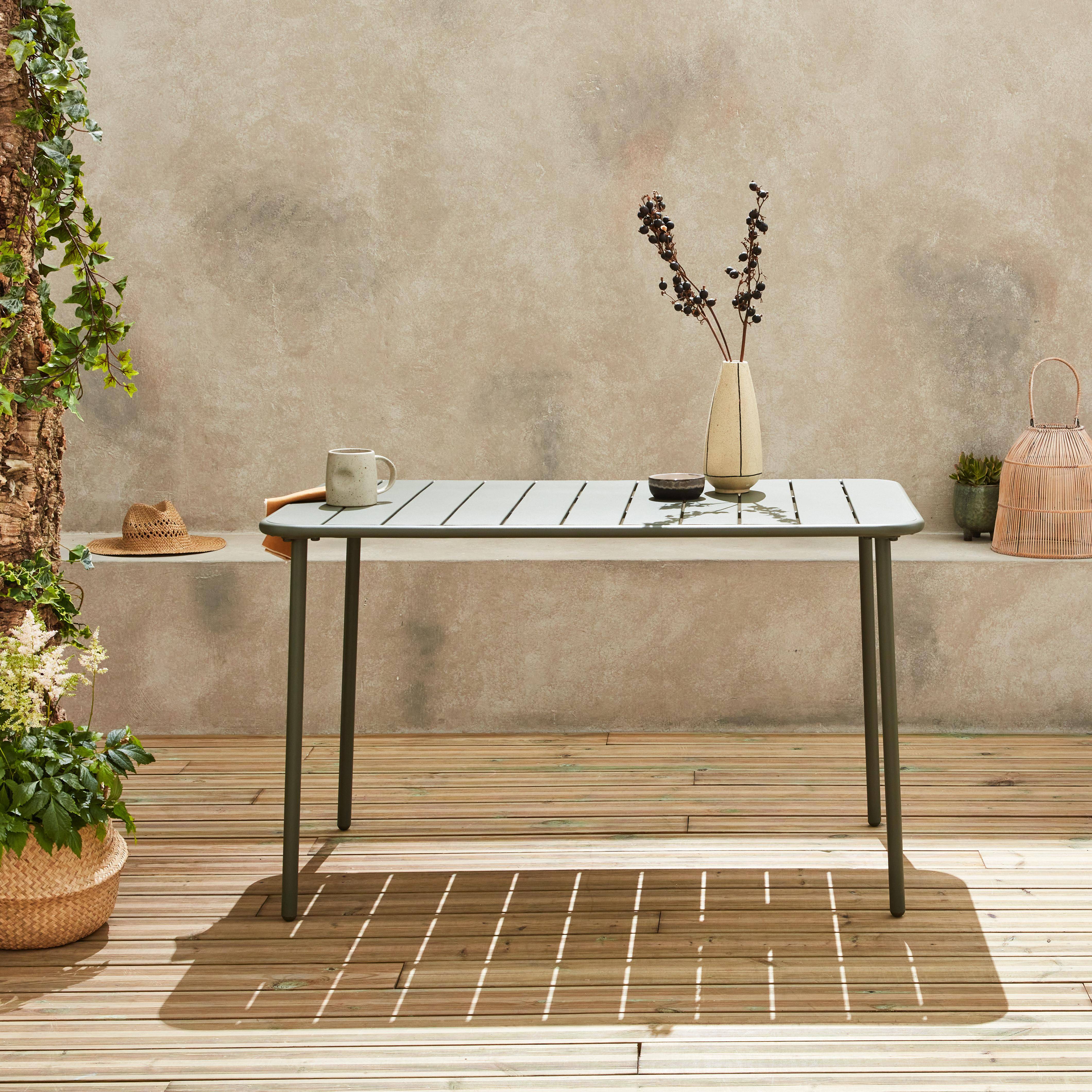 Table de jardin métal 4 places, savane, Amelia, 120x70cm, traitement antirouille, lattes et bords arrondis ,sweeek,Photo1