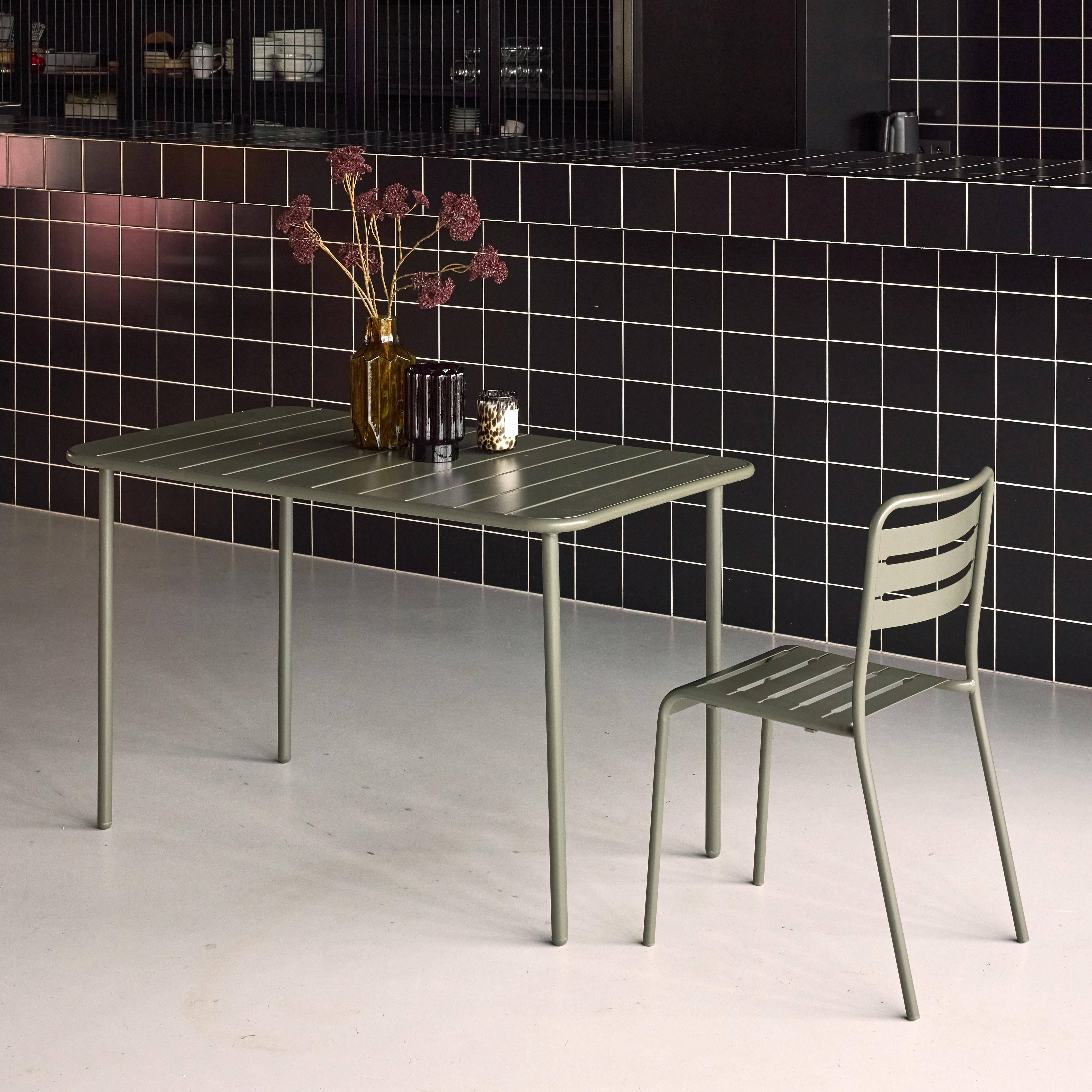 Metal garden table for 4 people, Amelia, Khaki Green, 120x70x72.5 cm Photo2