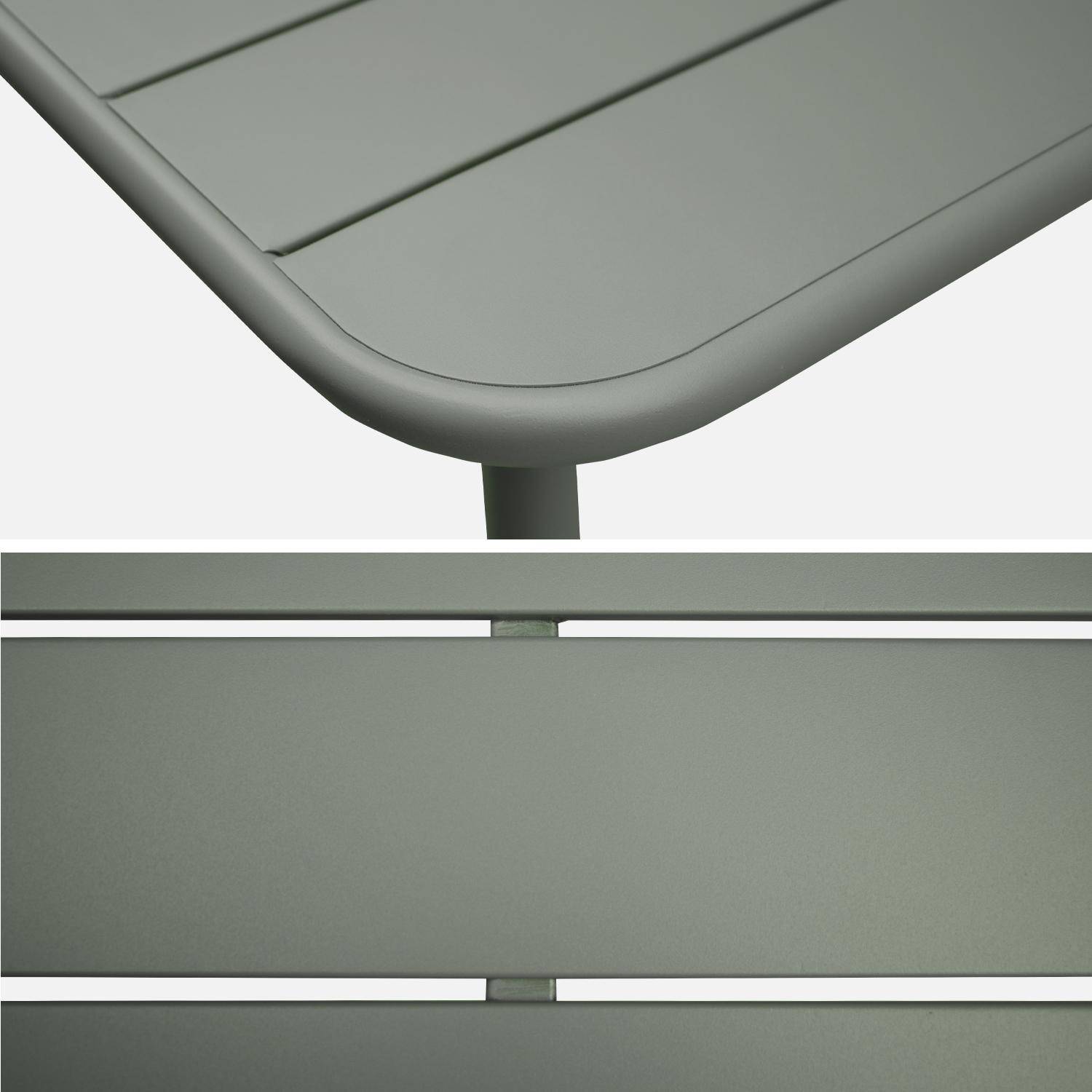 4-seater rectangular steel garden table, 120x70cm - Amelia - Khaki Green Photo6