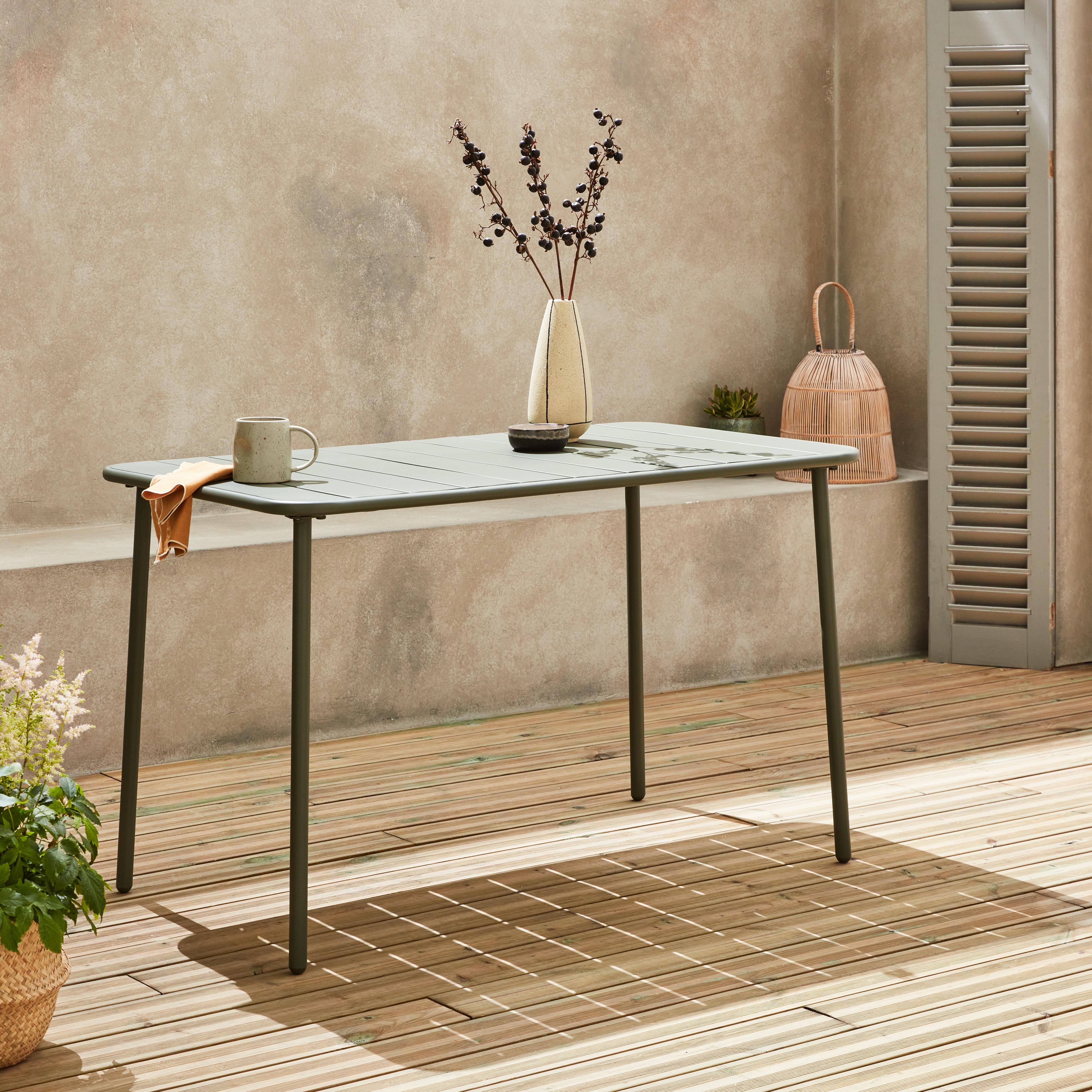 Table de jardin métal 4 places, savane, Amelia, 120x70cm, traitement antirouille, lattes et bords arrondis ,sweeek,Photo2