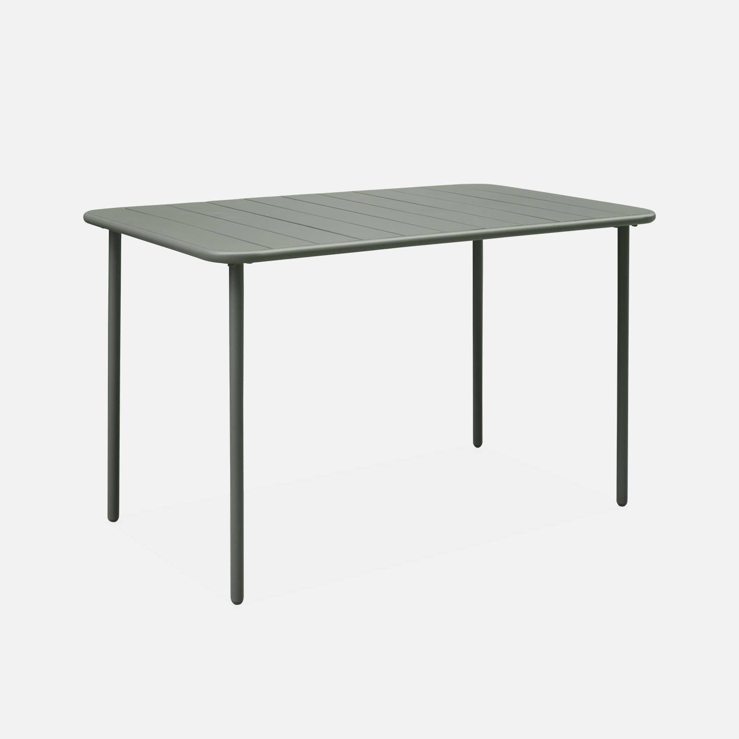 4-seater rectangular steel garden table, 120x70cm - Amelia - Khaki Green Photo3