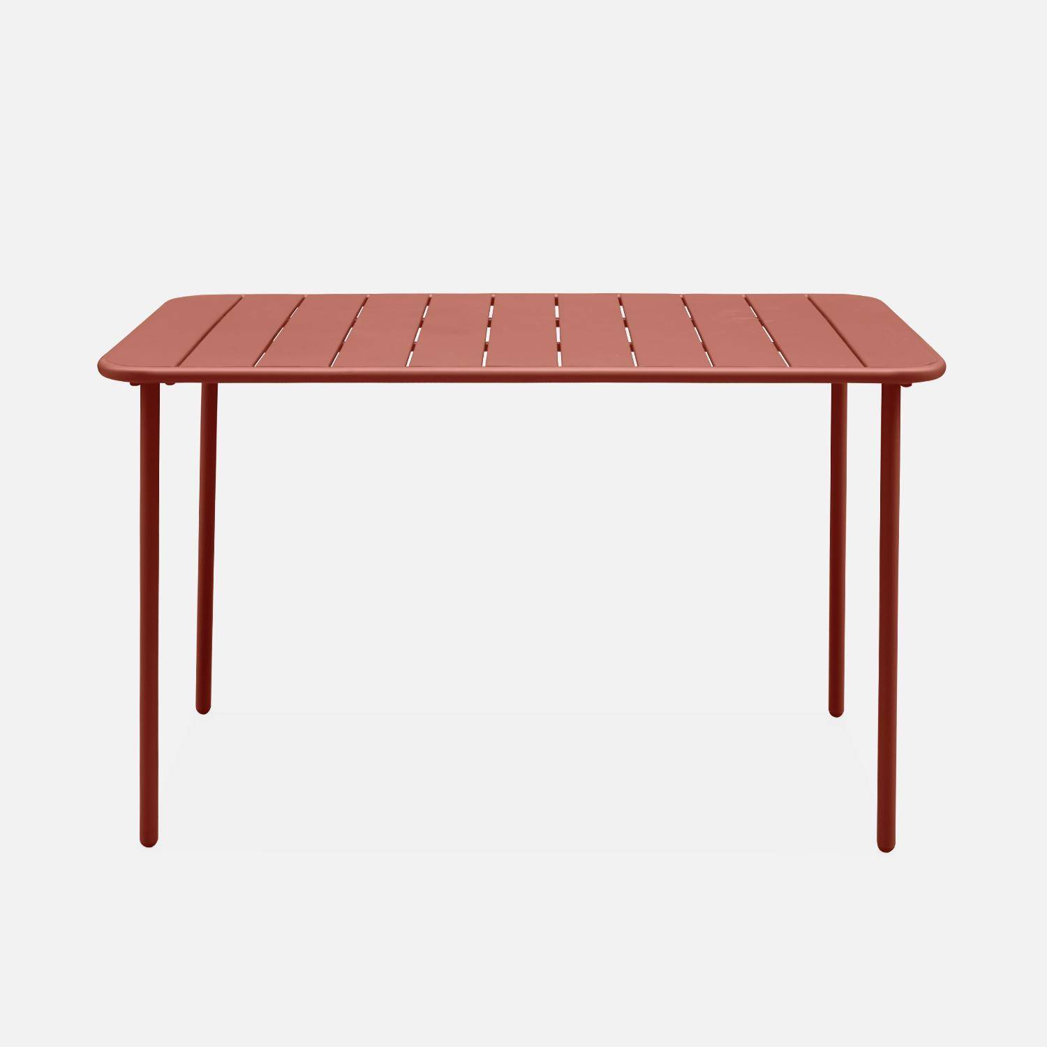 4-seater rectangular steel garden table, 120x70cm - Amelia - Terracotta Photo5