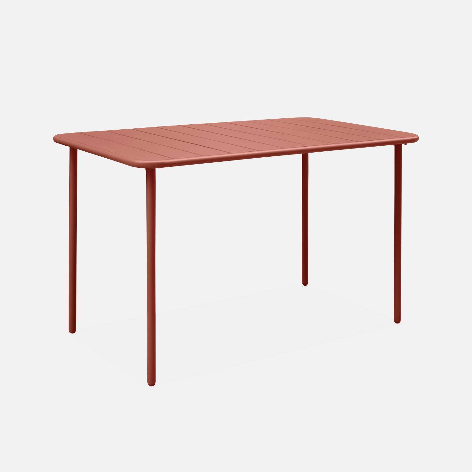 4-seater rectangular steel garden table, 120x70cm - Amelia - Terracotta Photo3