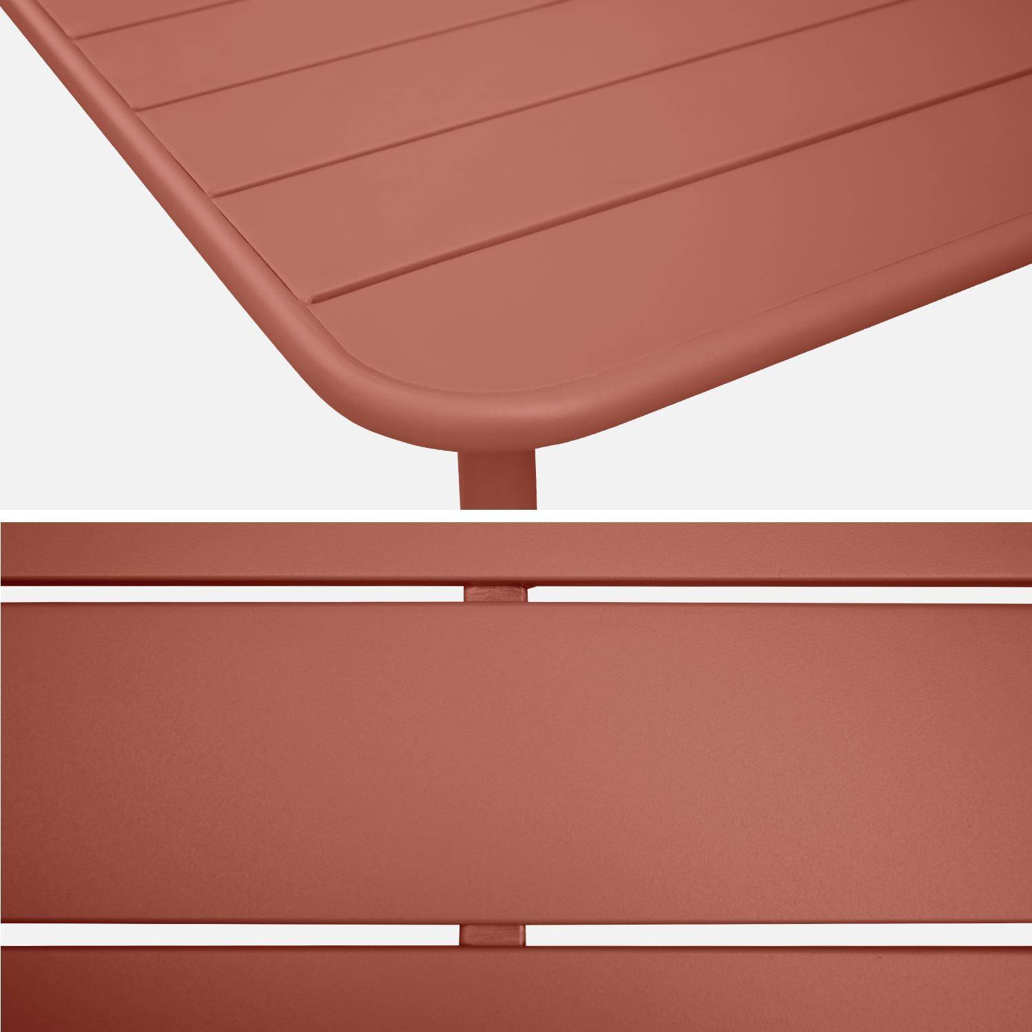 4-seater rectangular steel garden table, 120x70cm - Amelia - Terracotta Photo6