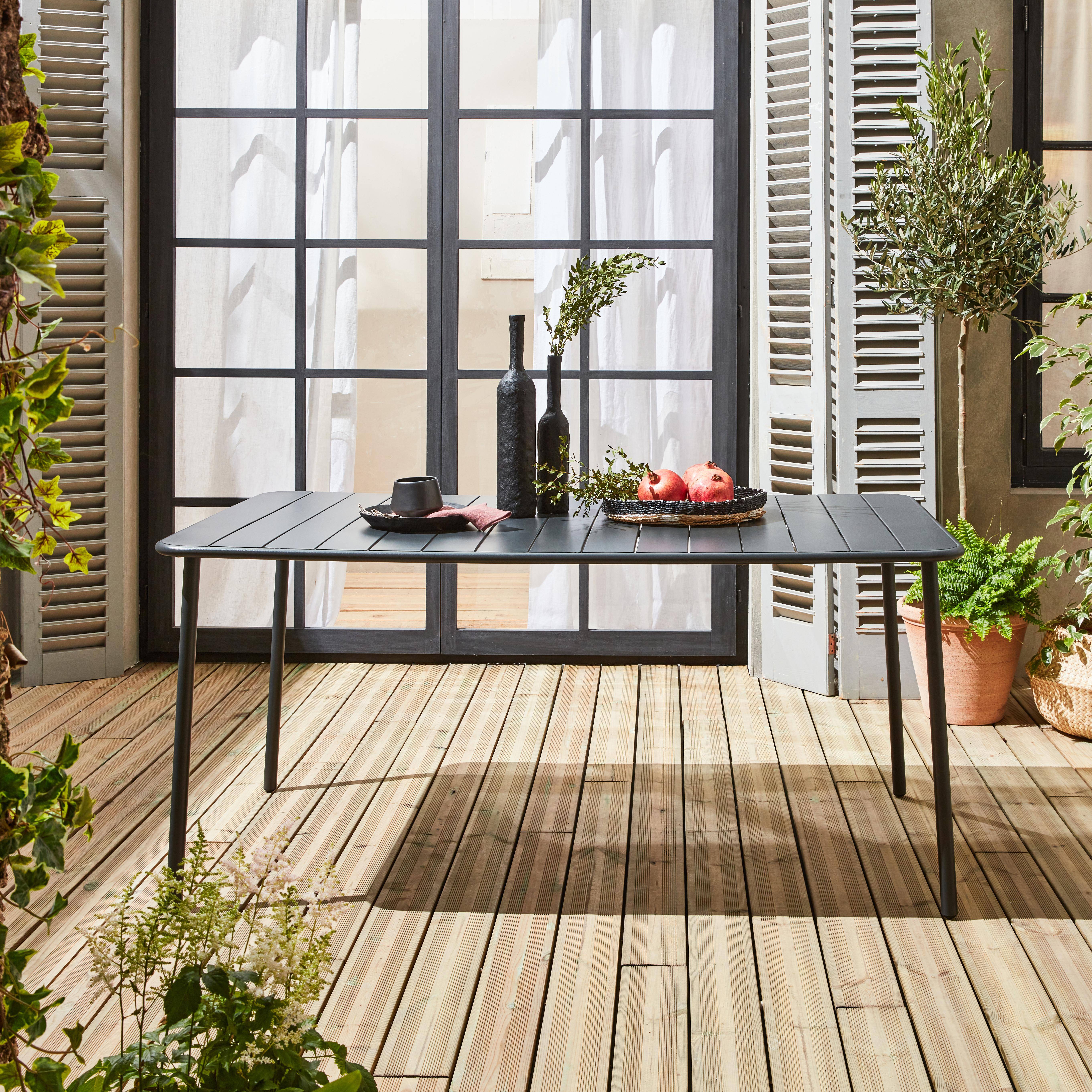 6-8 seater rectangular steel garden table, Anthracite | sweeek