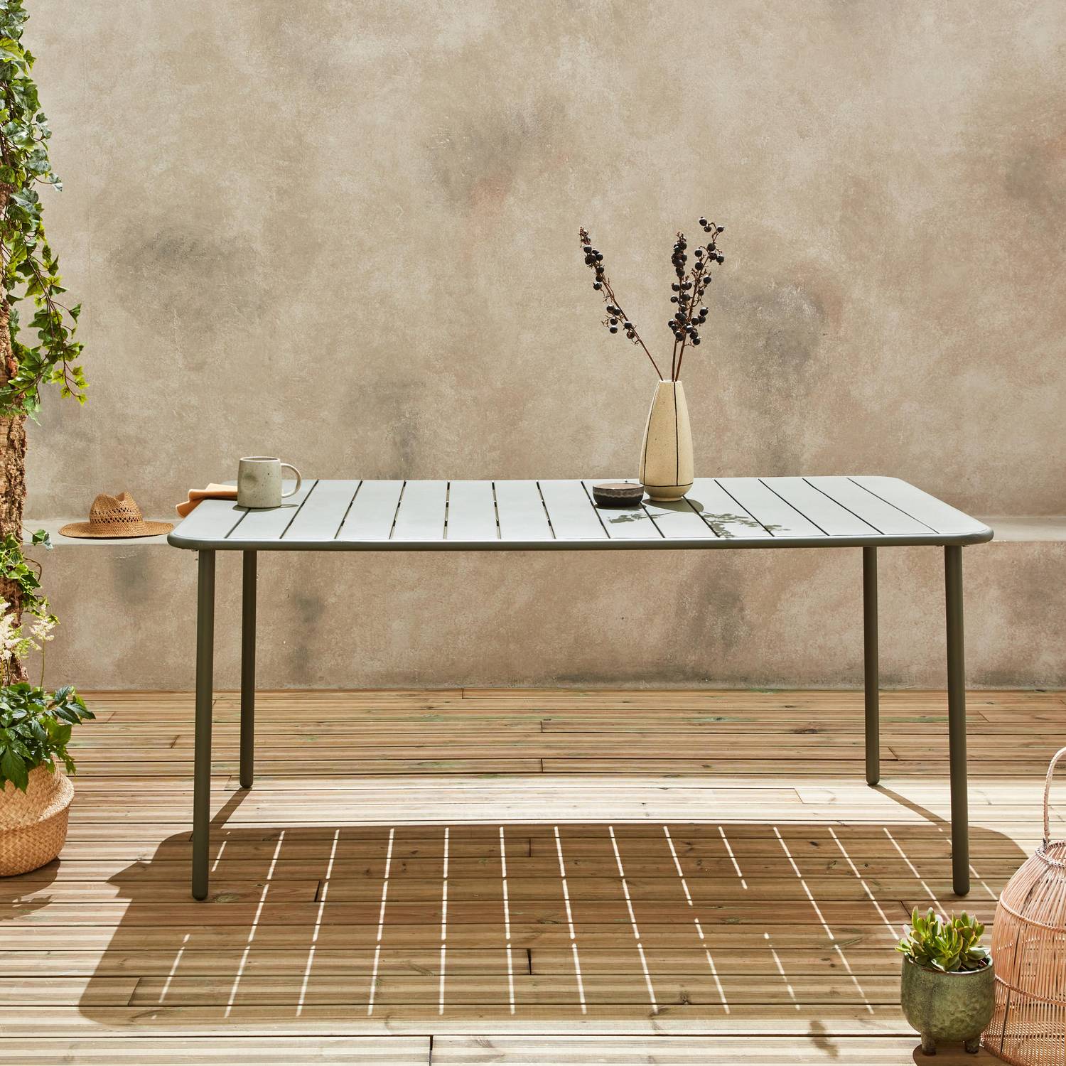 6-8 Seater metal garden table, 160x90xH72.5cm, green Photo2