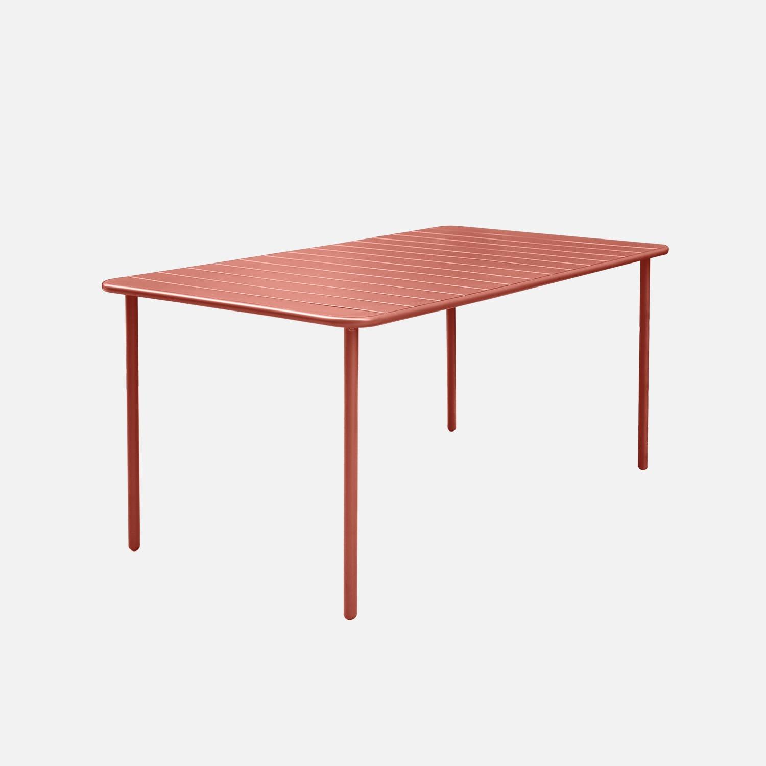 6-8 Seater metal garden table, 160x90xH72.5cm, Terracotta | sweeek