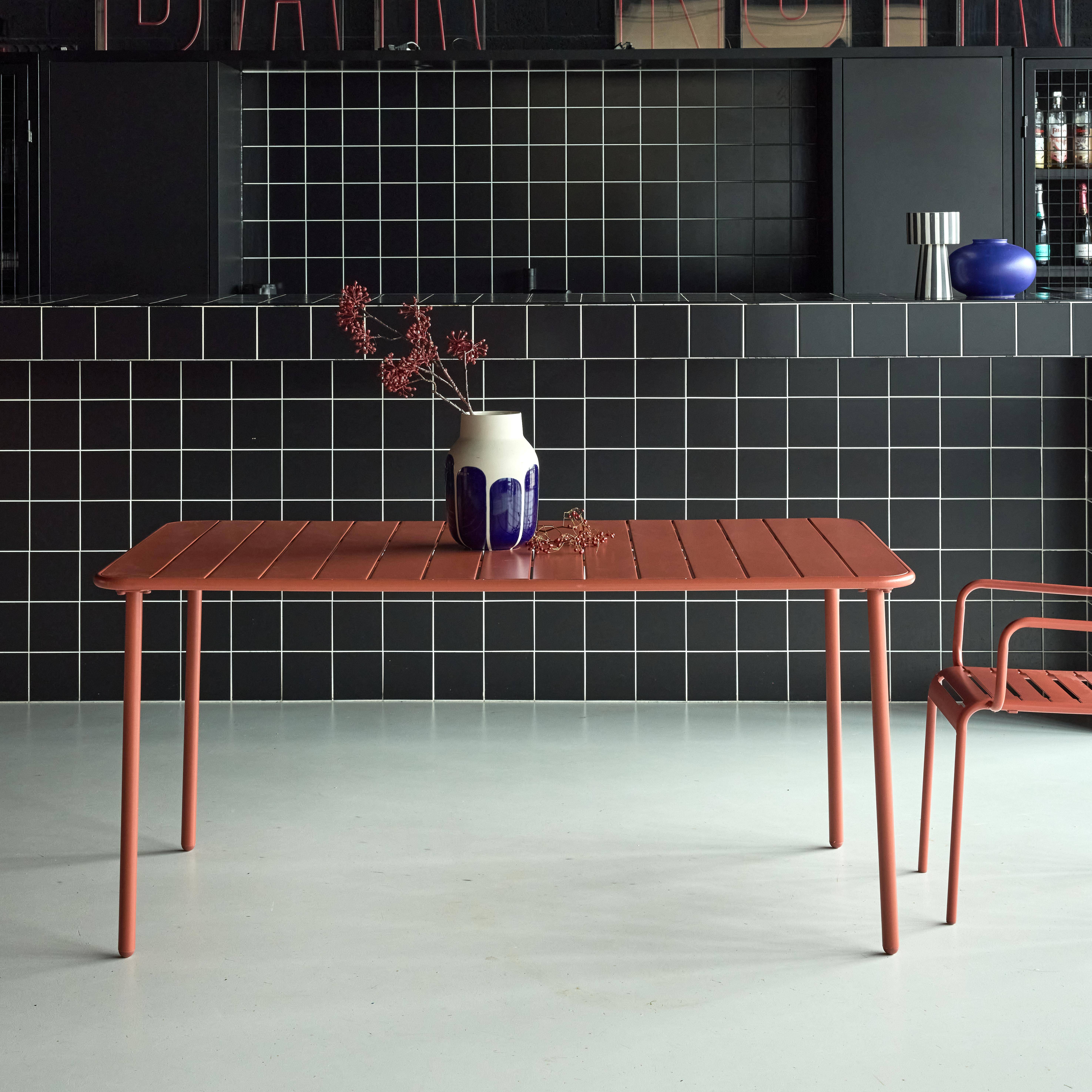 Mesa de jardim bistrô em aço, 6-8 lugares, 160cm Terracota - 160x90x72.5 cm,sweeek,Photo2