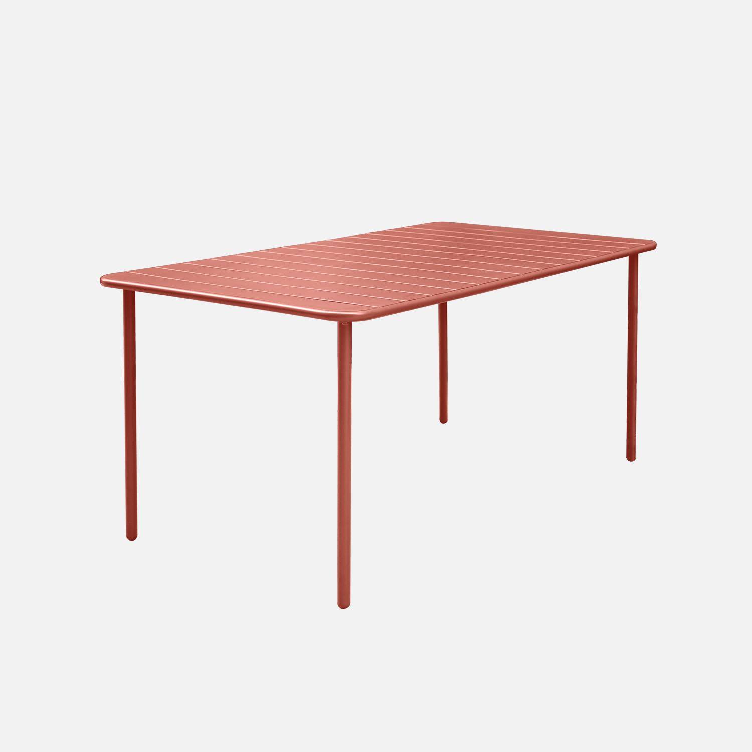 6-8 Seater metal garden table, 160x90xH72.5cm, Terracotta Photo3