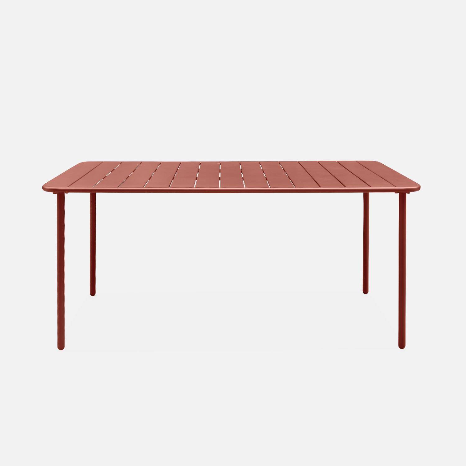 6-8 Seater metal garden table, 160x90xH72.5cm, Terracotta Photo5