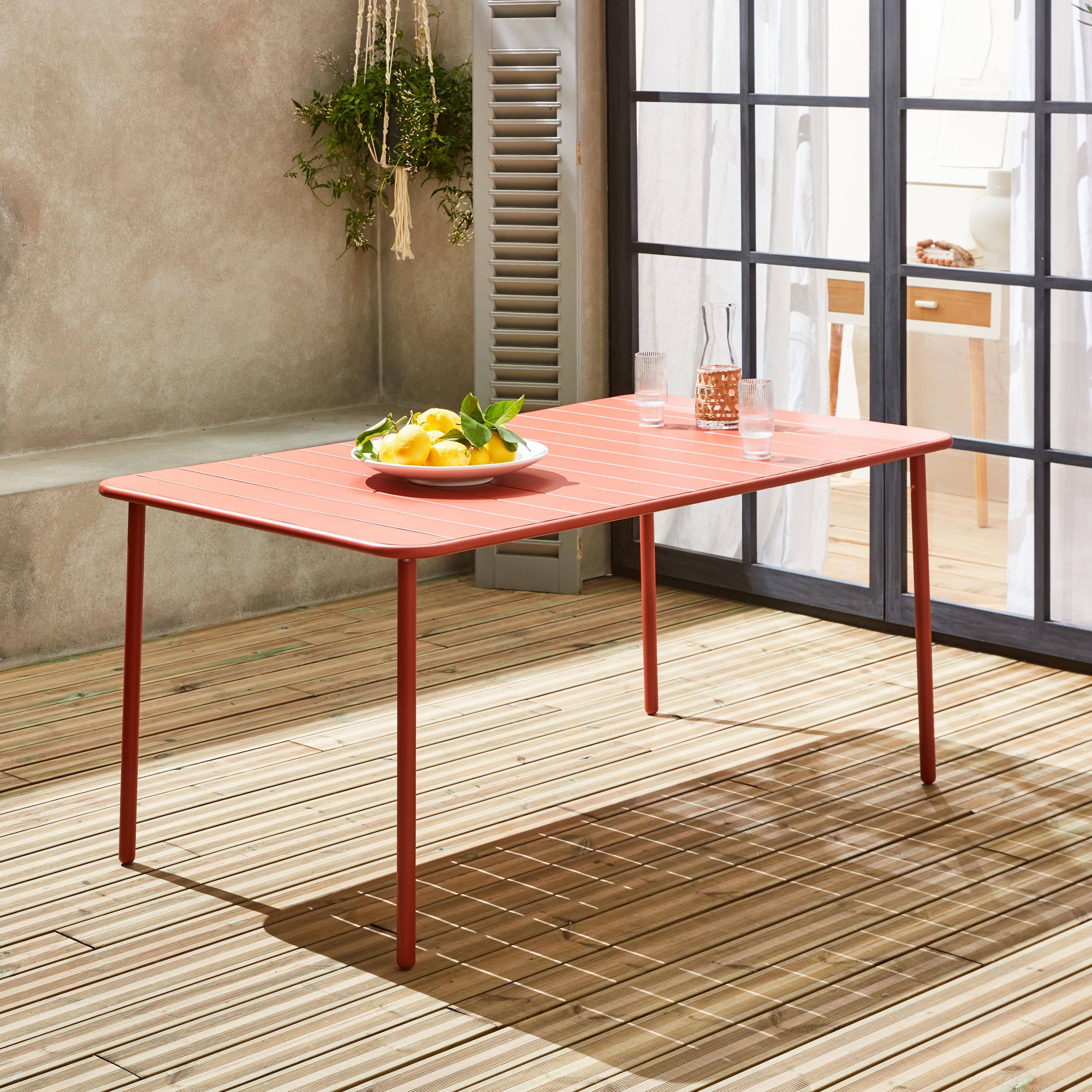 6-8 Seater metal garden table, 160x90xH72.5cm, Terracotta Photo2