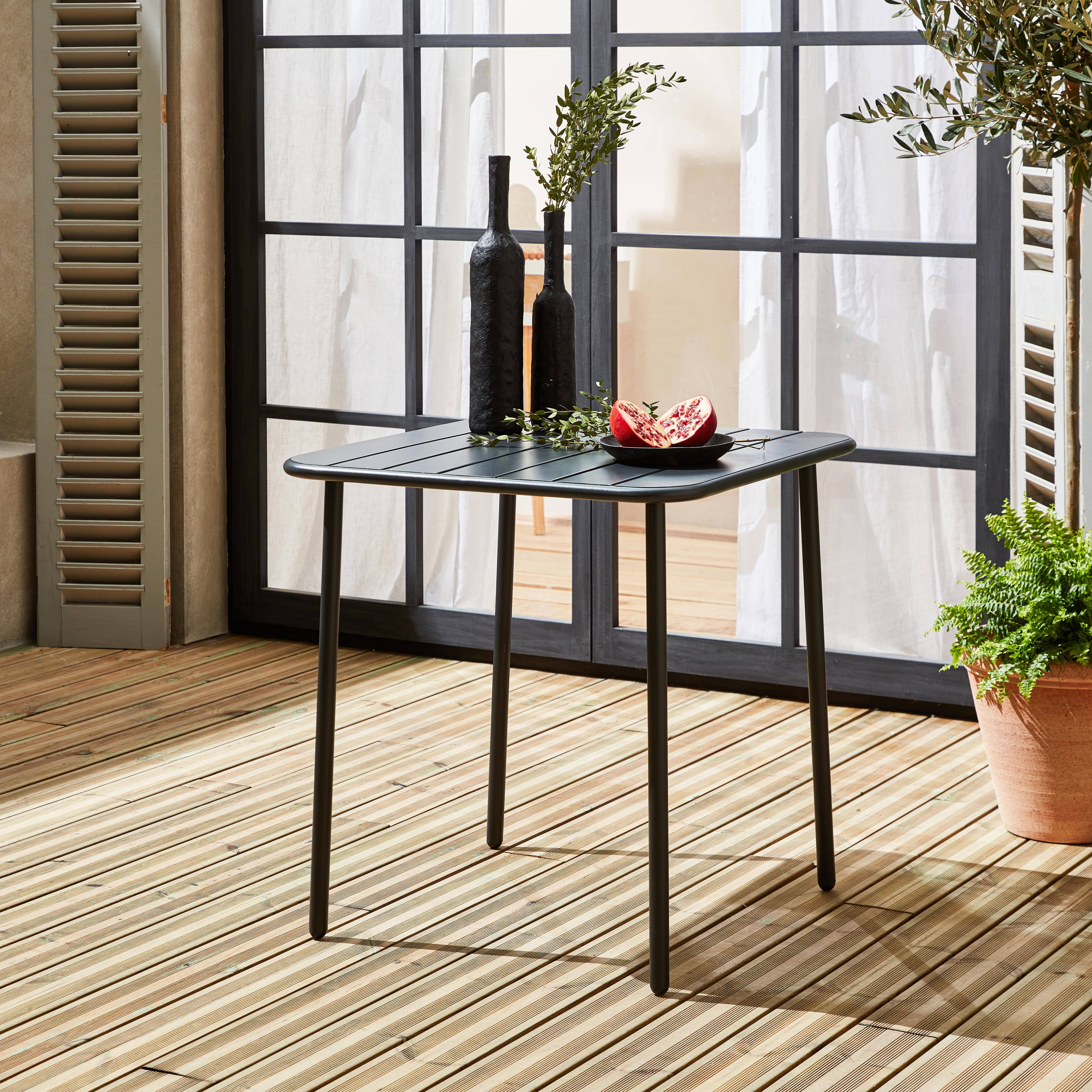 Mesa de jardim metálica de 2 lugares, 70cm Antracite - 70x70x72.5 cm Photo1