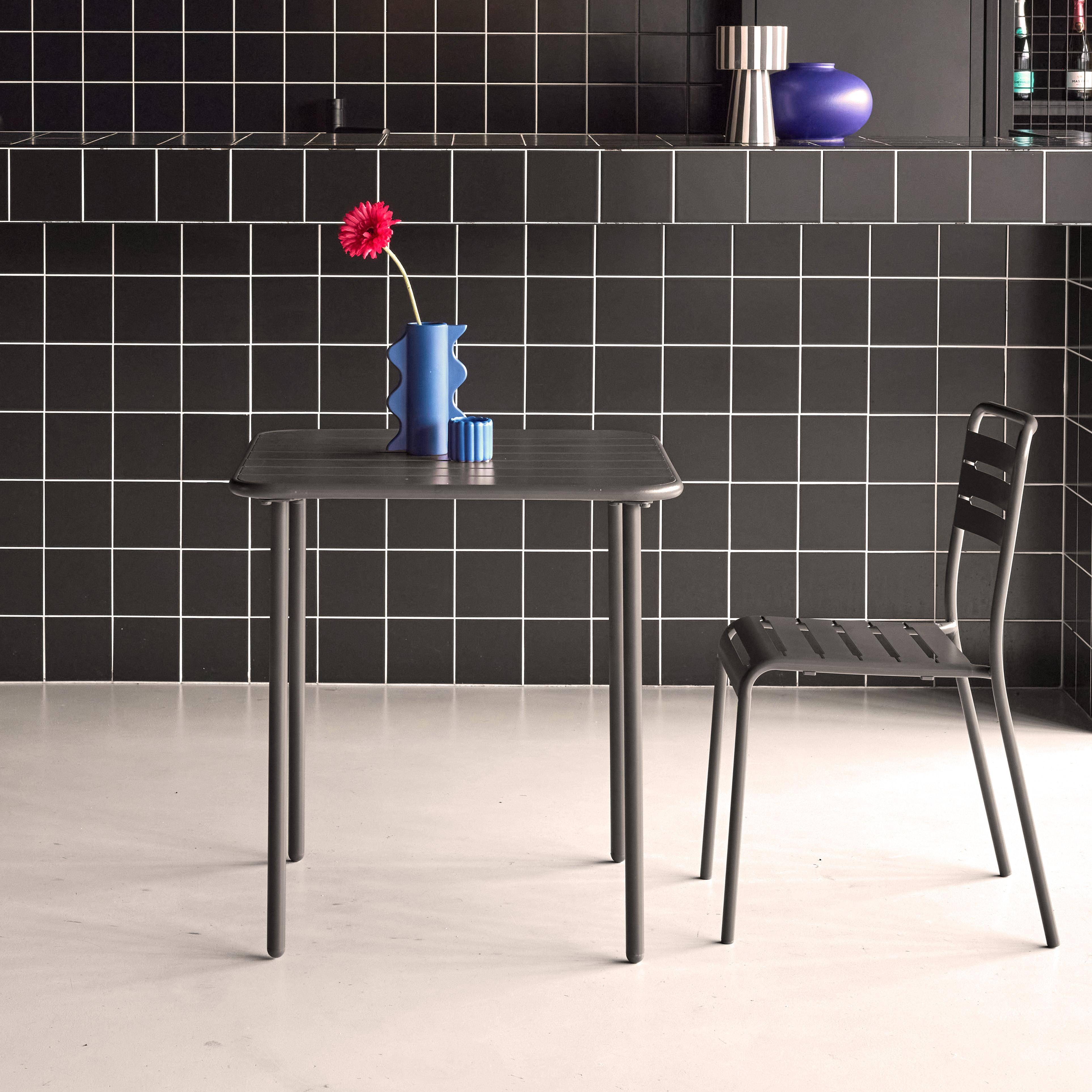 2-seater square steel garden table, Amelia 70cm, Anthracite, 70x70x72.5 cm,sweeek,Photo1