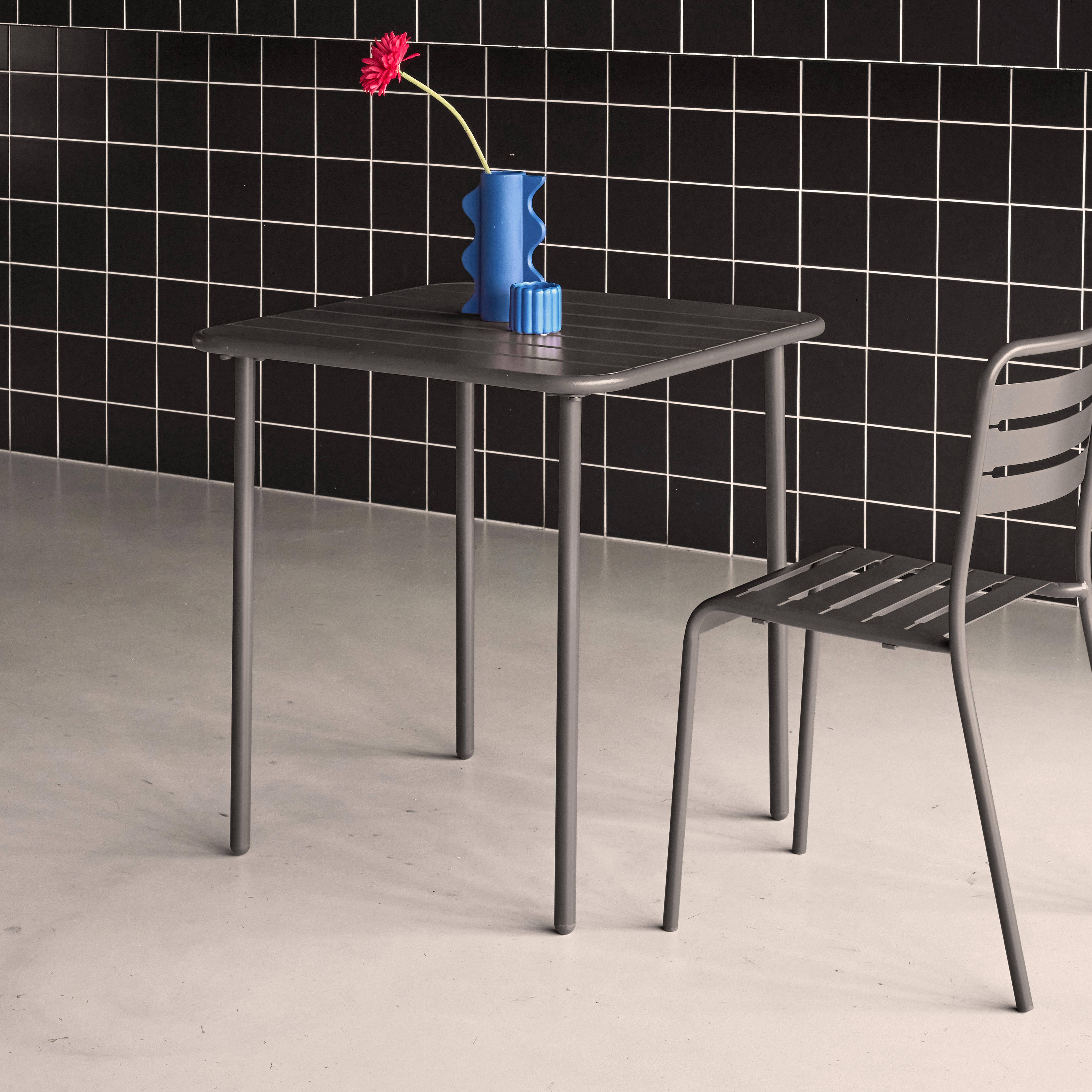 2-seater square steel garden table, Amelia 70cm, Anthracite, 70x70x72.5 cm,sweeek,Photo2