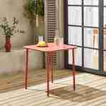 Table de jardin métal 2 places, terracotta, Amelia, 70x70cm, traitement antirouille, lattes et bords arrondis  Photo1