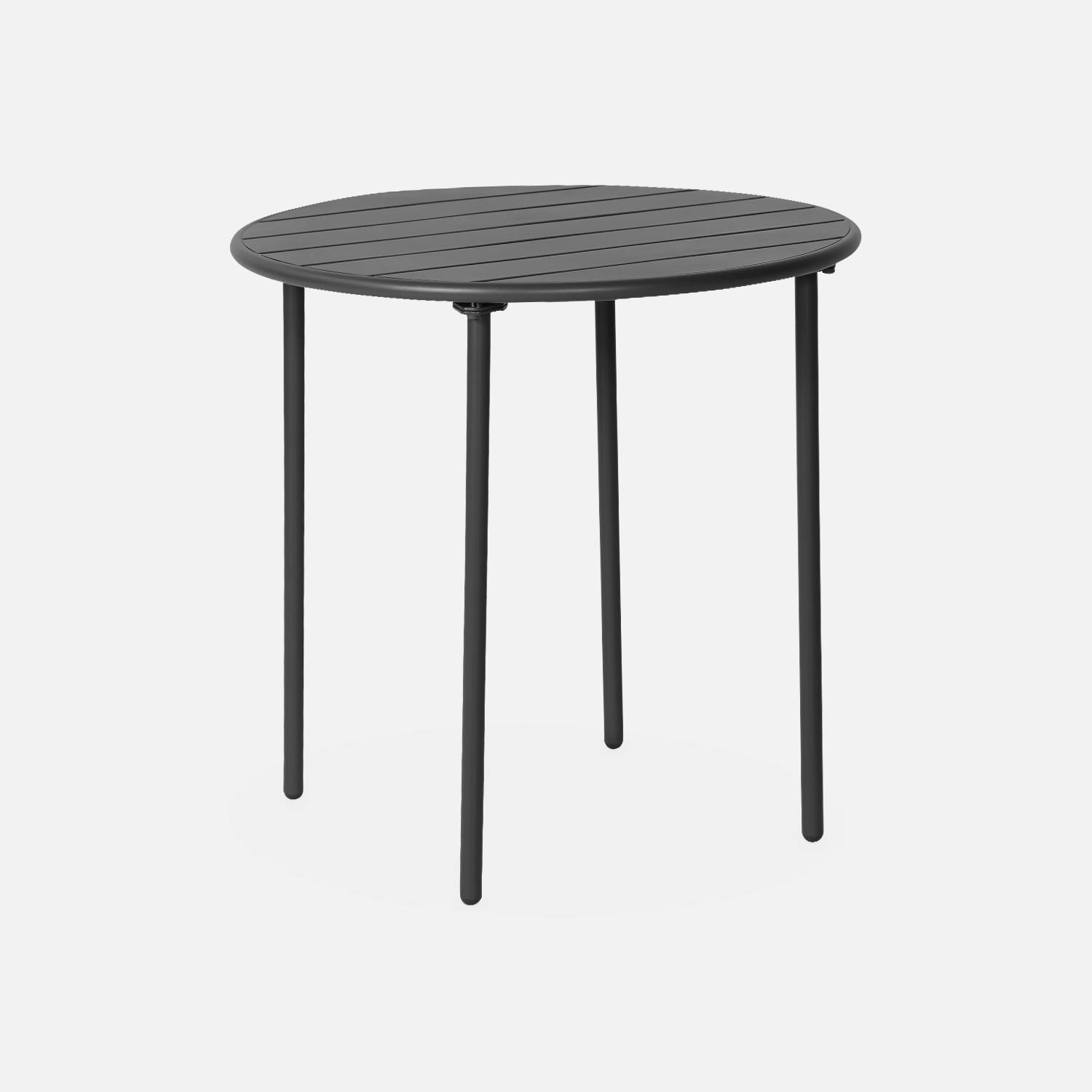 2-seater round steel garden table, Ø75cm, Anthracite | sweeek