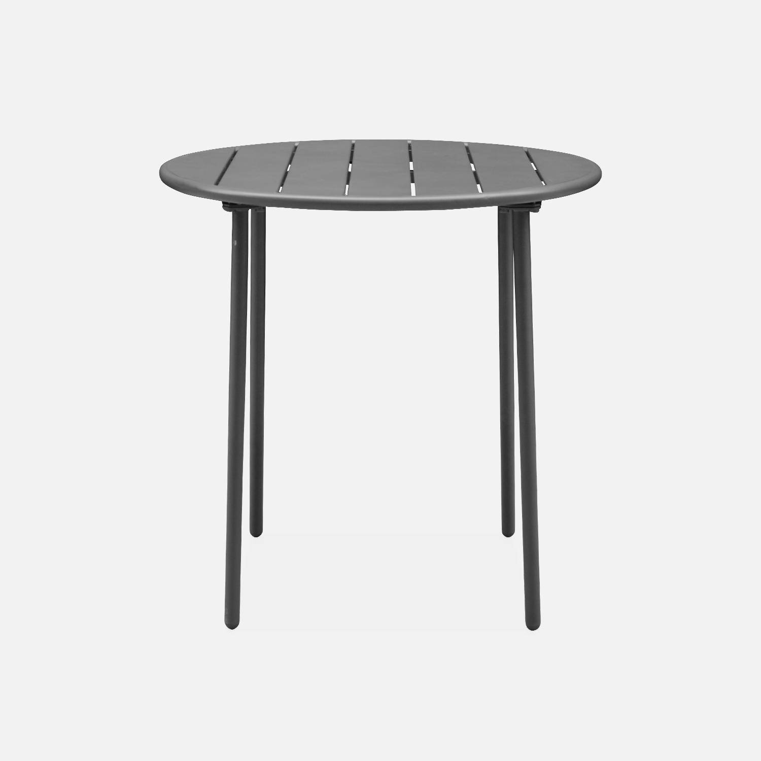2-seater round steel garden table, Ø75cm - Amelia - Anthracite,sweeek,Photo5