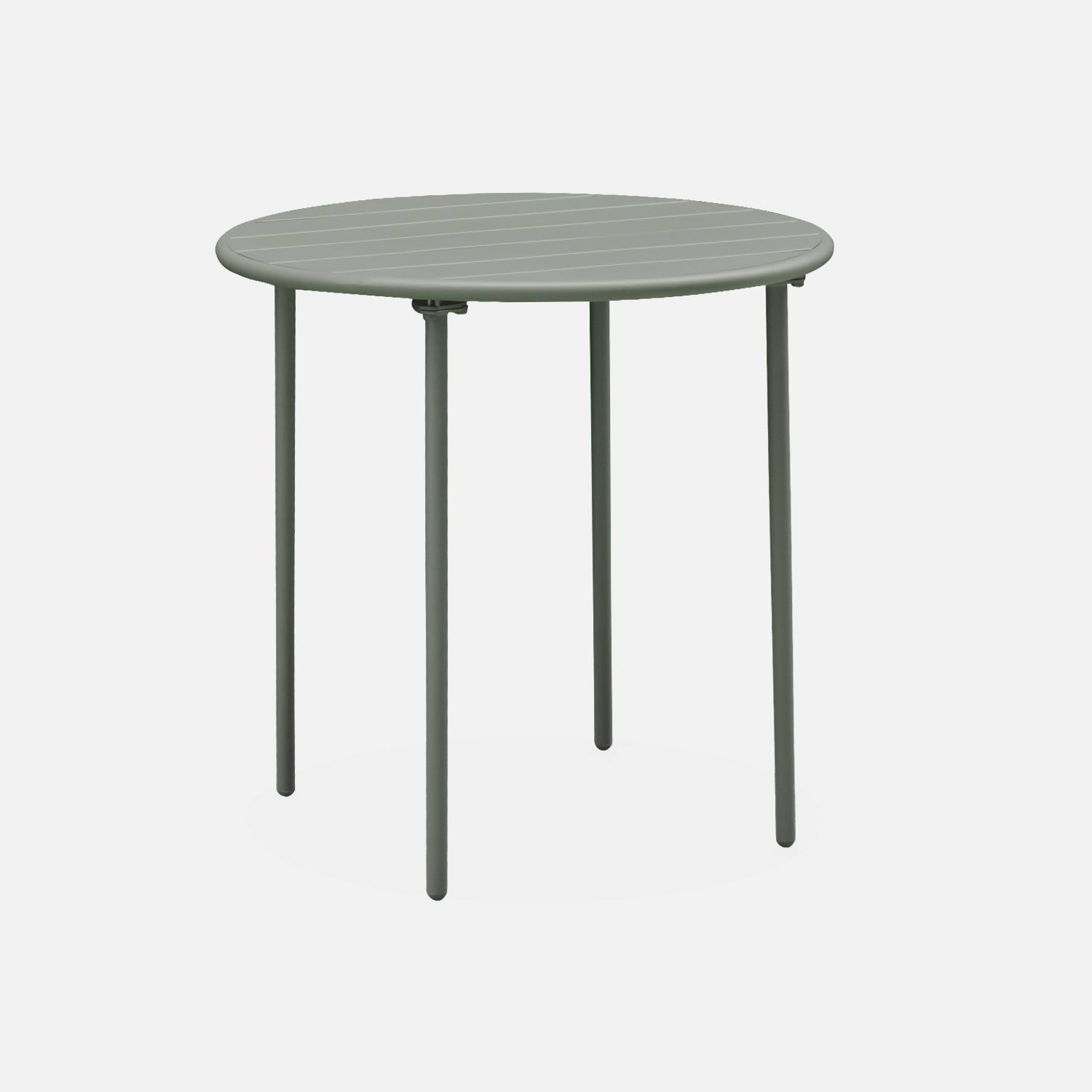 2-seater round steel garden table, Ø75cm, Khaki Green | sweeek
