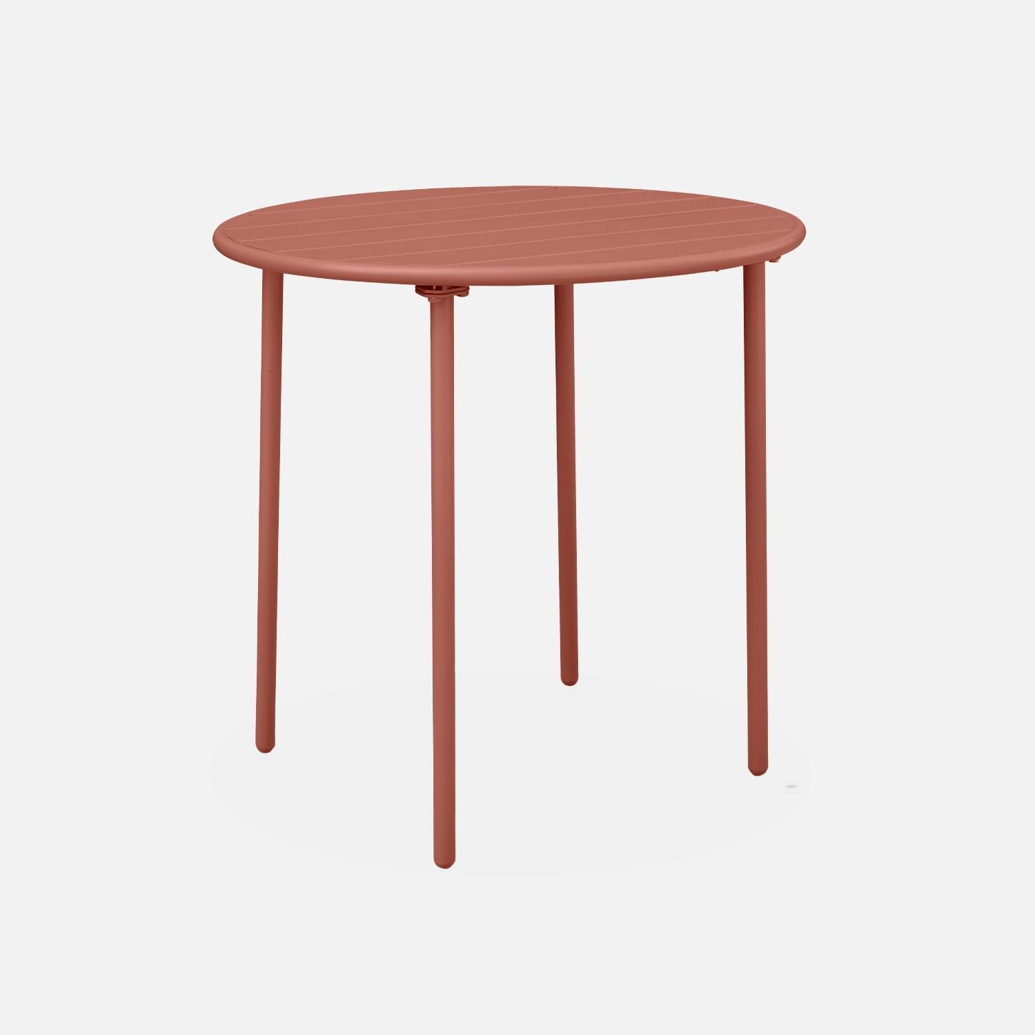 2-seater round steel garden table, Ø75cm, Terracotta | sweeek
