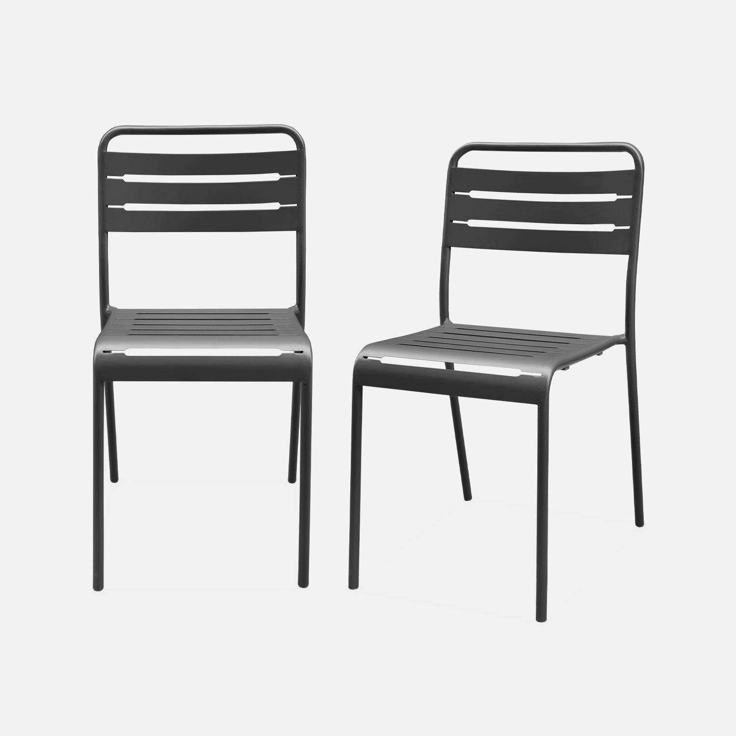 Pair of bistro steel garden chairs, stackable, W44xD52xH79cm, Anthracite,sweeek,Photo4