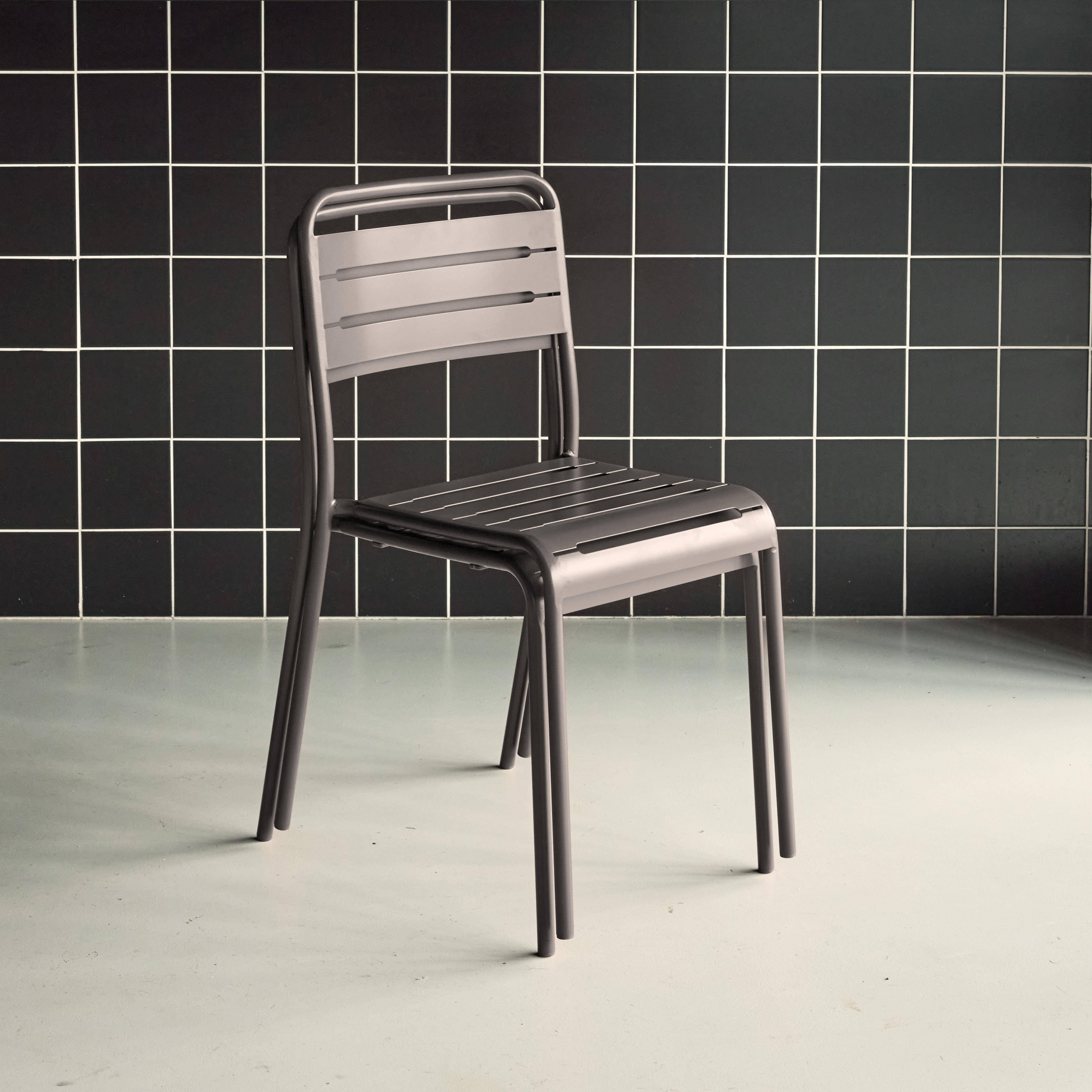 Lot de 2 chaises de jardin en acier, 2 sièges, anthracite, Amelia, L44 x P52 x H79cm,sweeek,Photo2