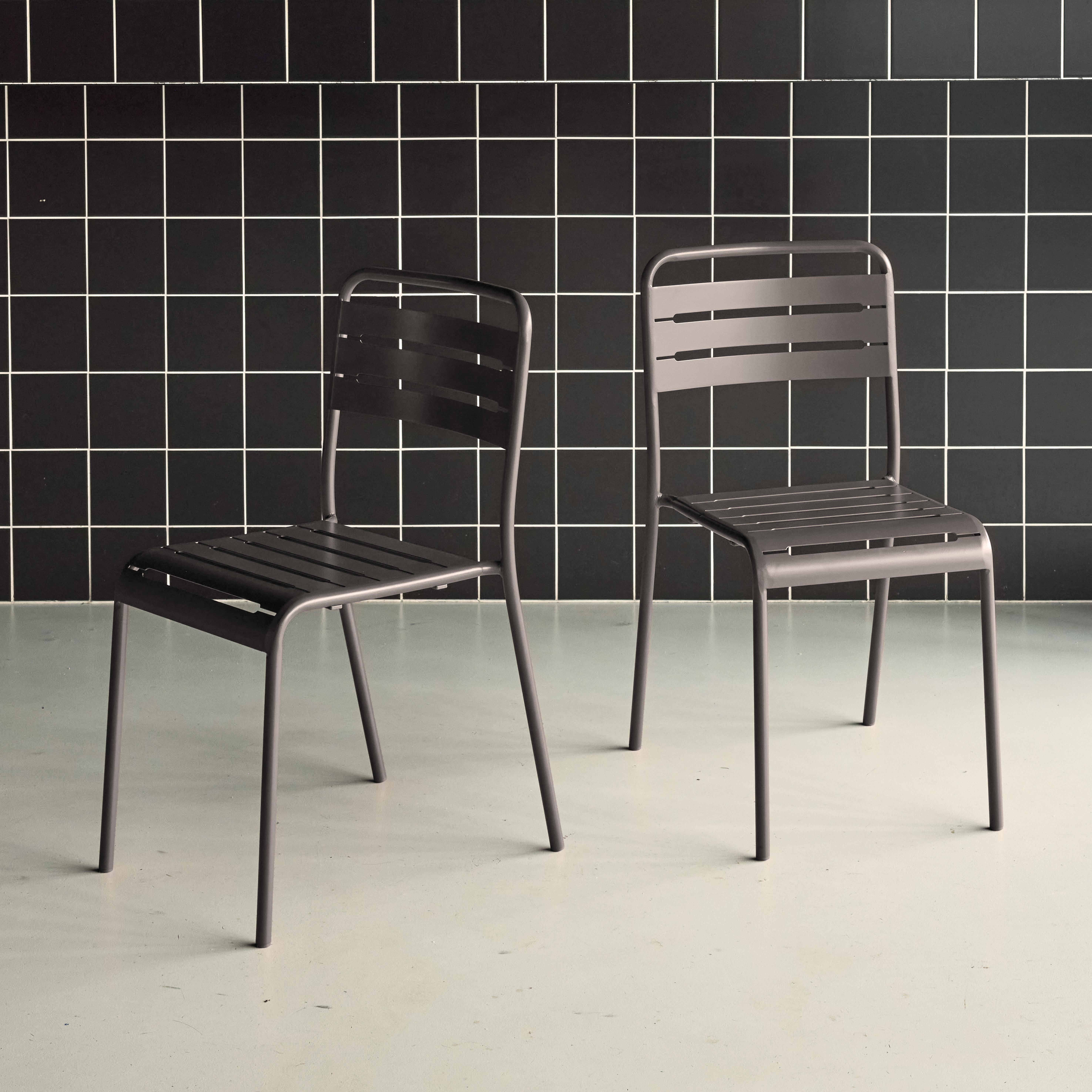 Lot de 2 chaises de jardin en acier, 2 sièges, anthracite, Amelia, L44 x P52 x H79cm,sweeek,Photo1