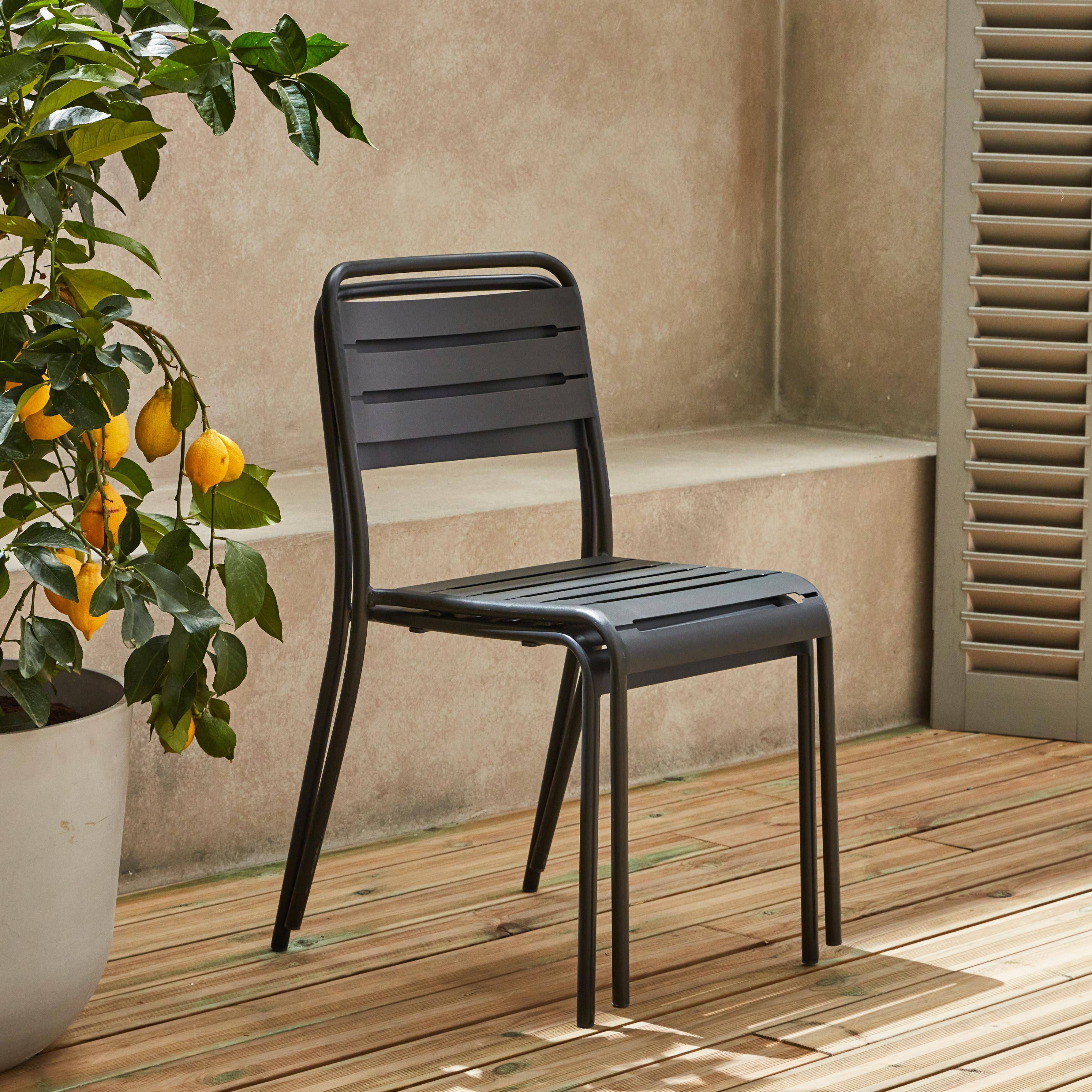 Pair of bistro steel garden chairs, stackable, W44xD52xH79cm, Anthracite Photo3
