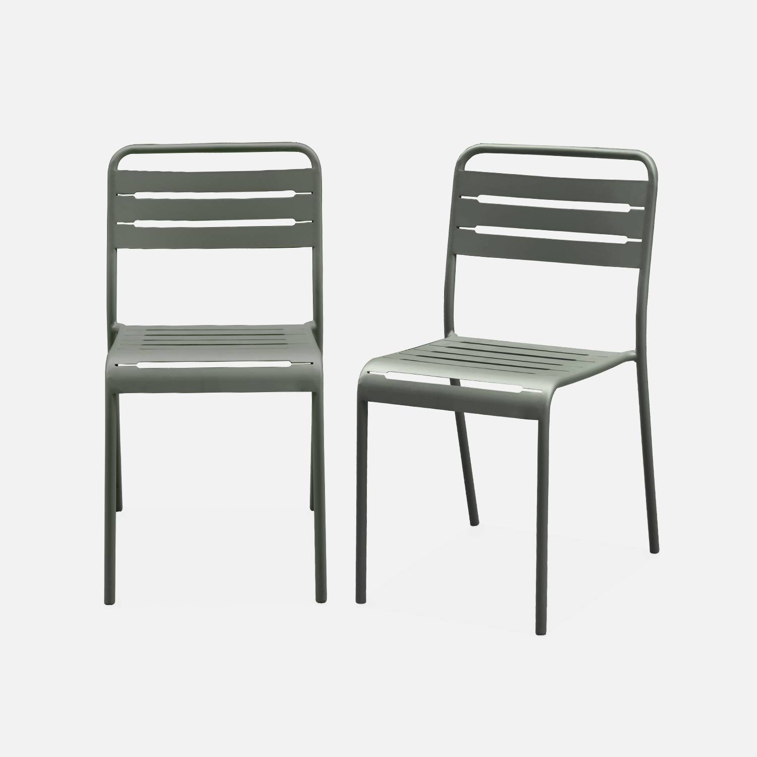 Pair of bistro steel garden chairs, stackable, W44xD52xH79cm | sweeek