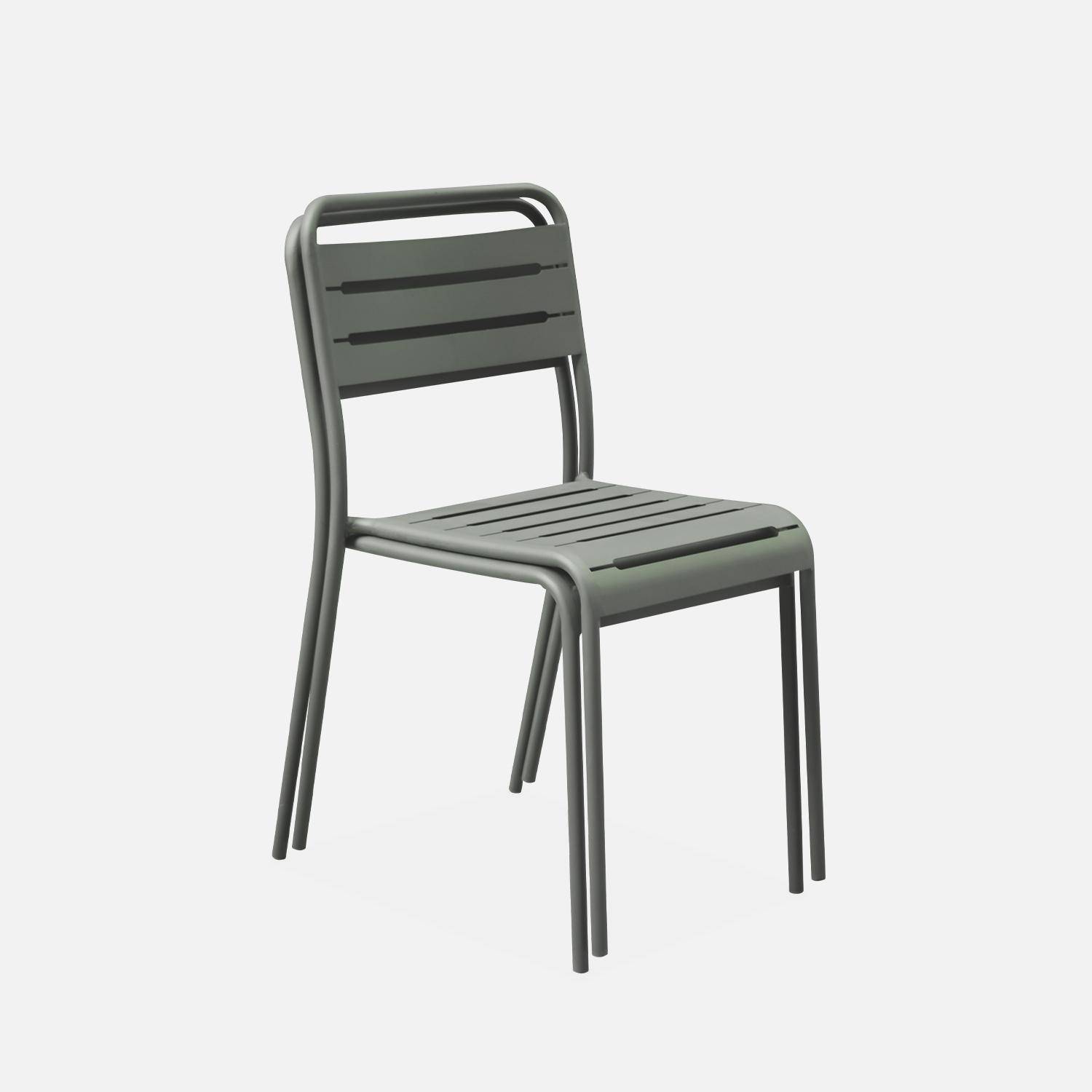 Pair of bistro steel garden chairs, stackable, W44xD52xH79cm, Khaki Green,sweeek,Photo5