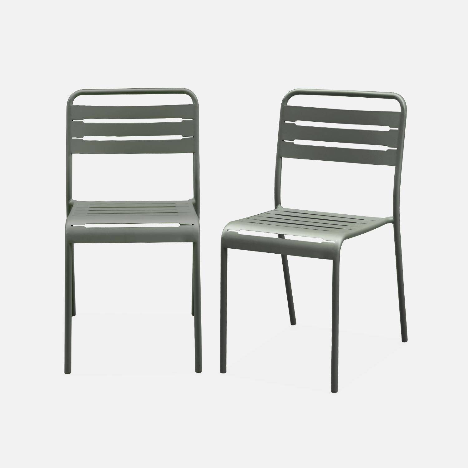 Pair of bistro steel garden chairs, stackable, W44xD52xH79cm, Khaki Green,sweeek,Photo4