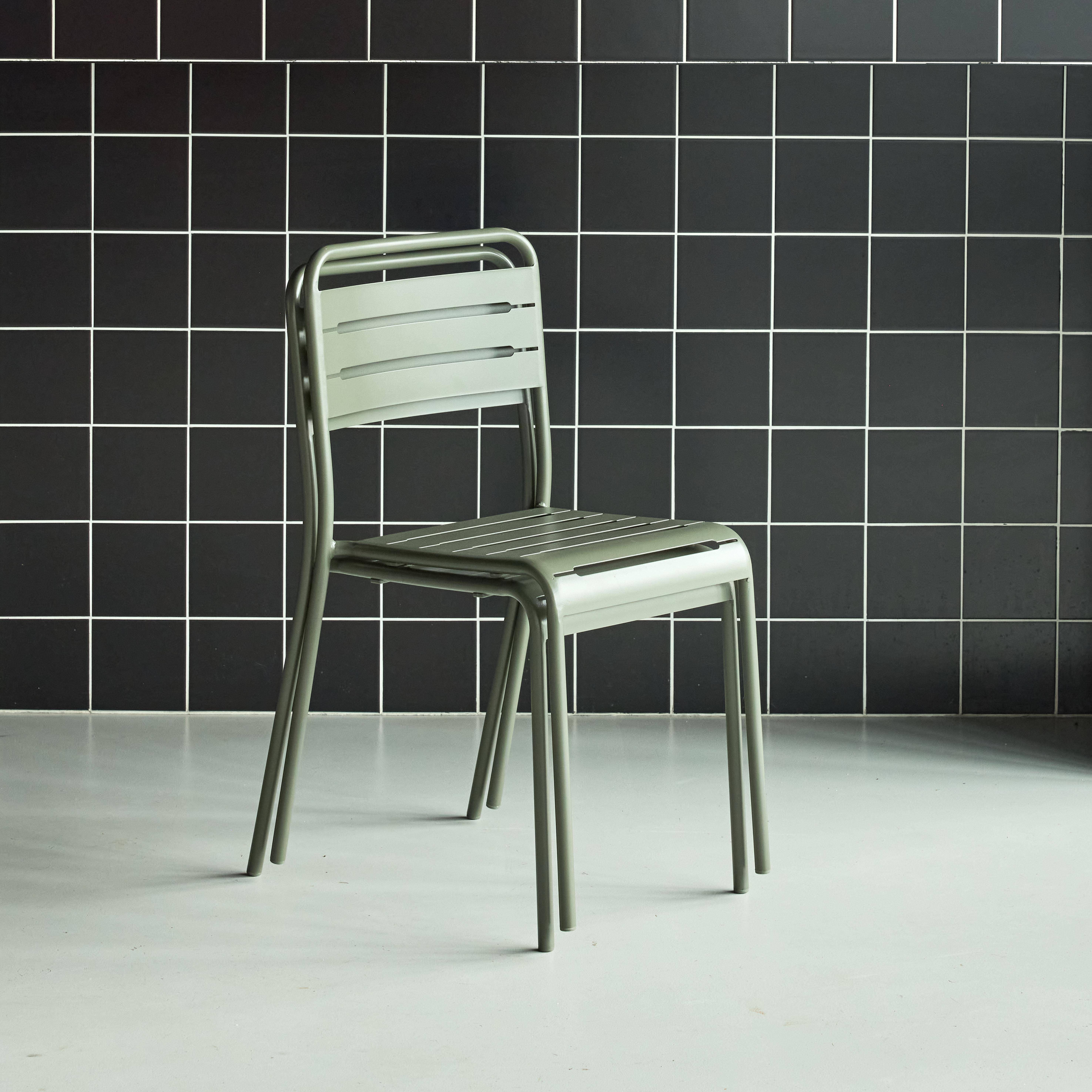 Set di 2 sedie da giardino in acciaio, Amelia, Verde kaki, 44x52x79 cm,sweeek,Photo2