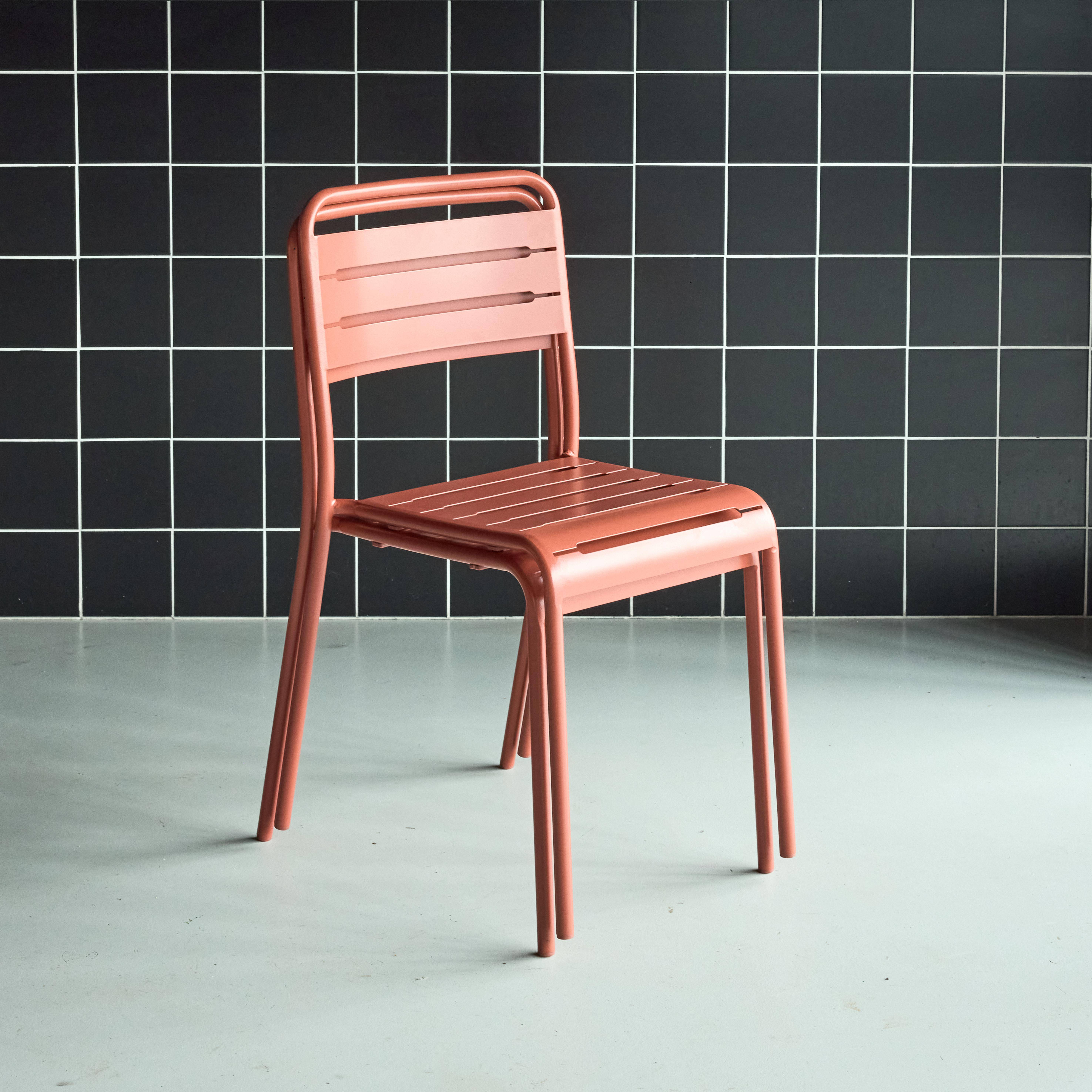 Lot de 2 chaises de jardin acier, 2 places, terracotta, Amelia, L44 x P52 x H79cm ,sweeek,Photo2