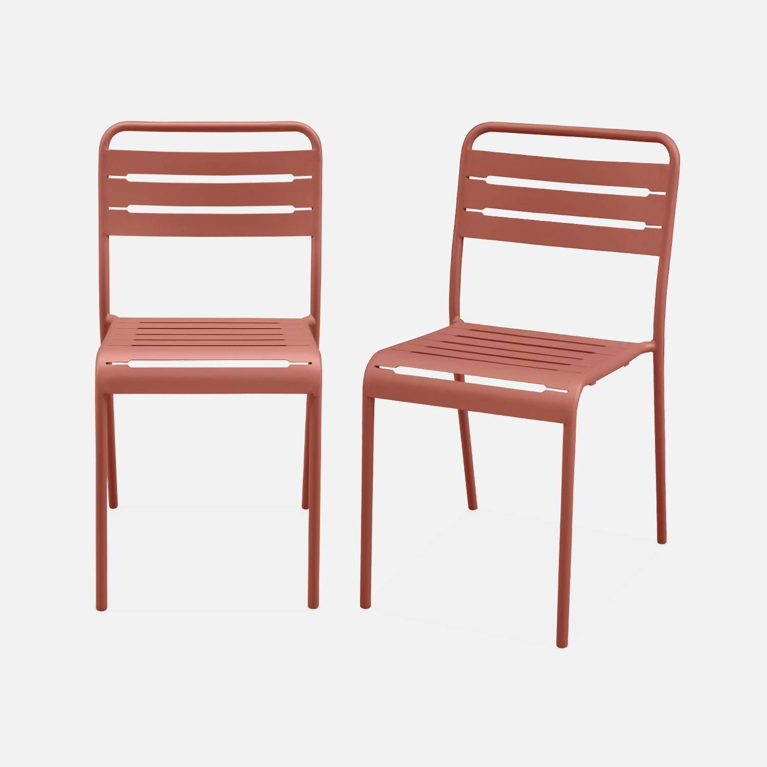 Lot de 2 chaises de jardin acier, 2 places, terracotta, Amelia, L44 x P52 x H79cm  Photo4
