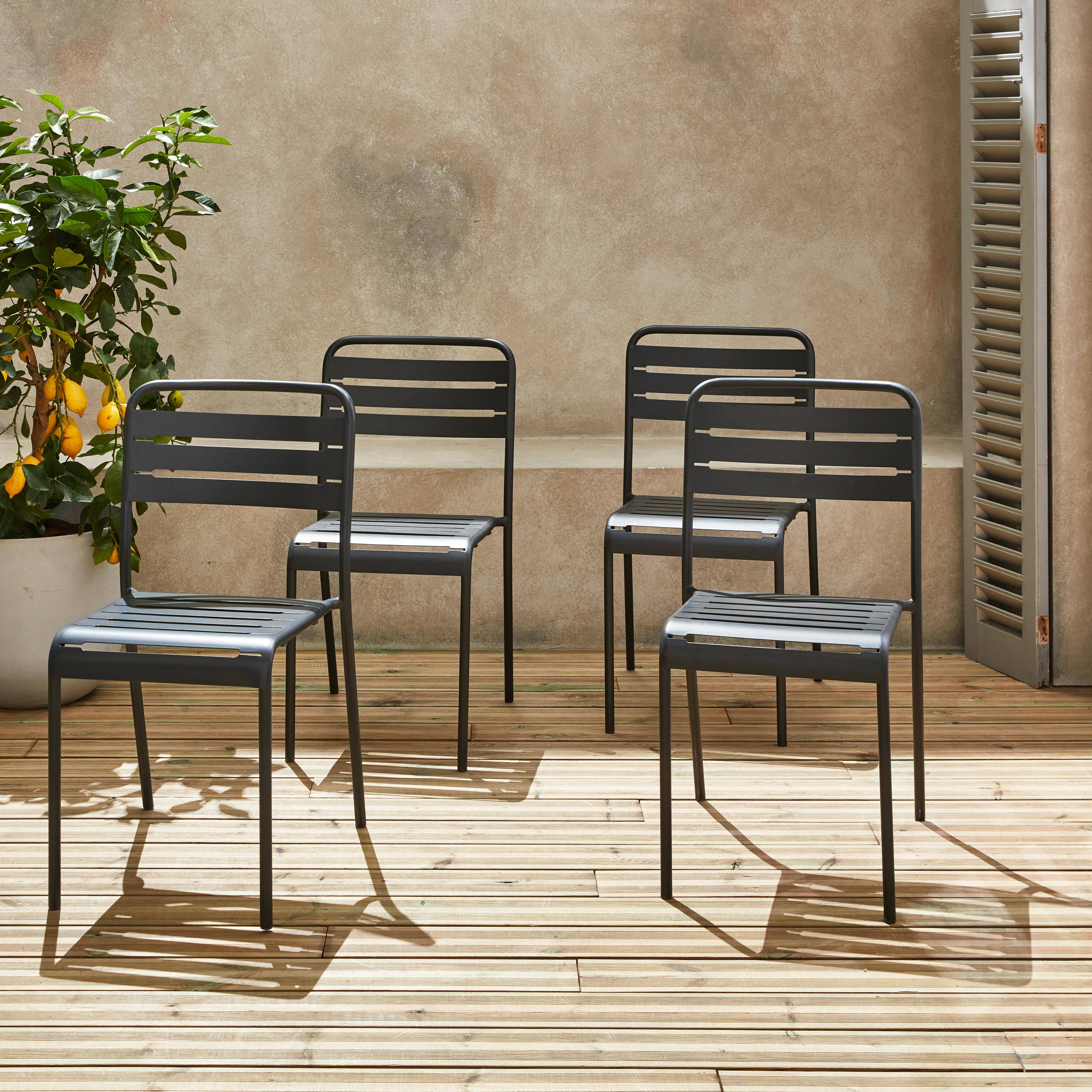 Set di 4 sedie da giardino in acciaio, 4 posti, antracite, Amelia, L44 x P52 x H79cm Photo1