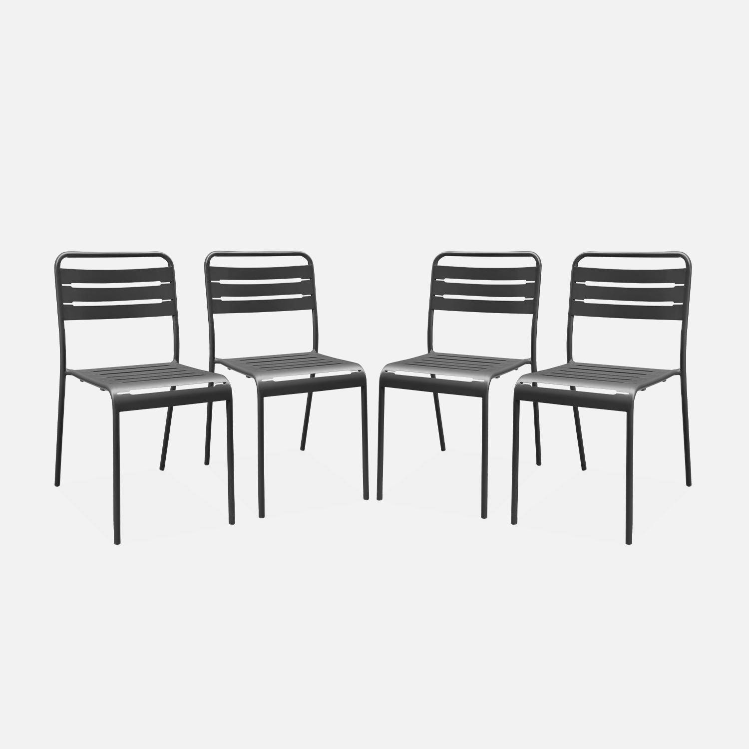 Juego de 4 sillas de jardín de acero, 4 asientos, antracita, Amelia, An44 x Pr52 x Al79cm,sweeek,Photo3