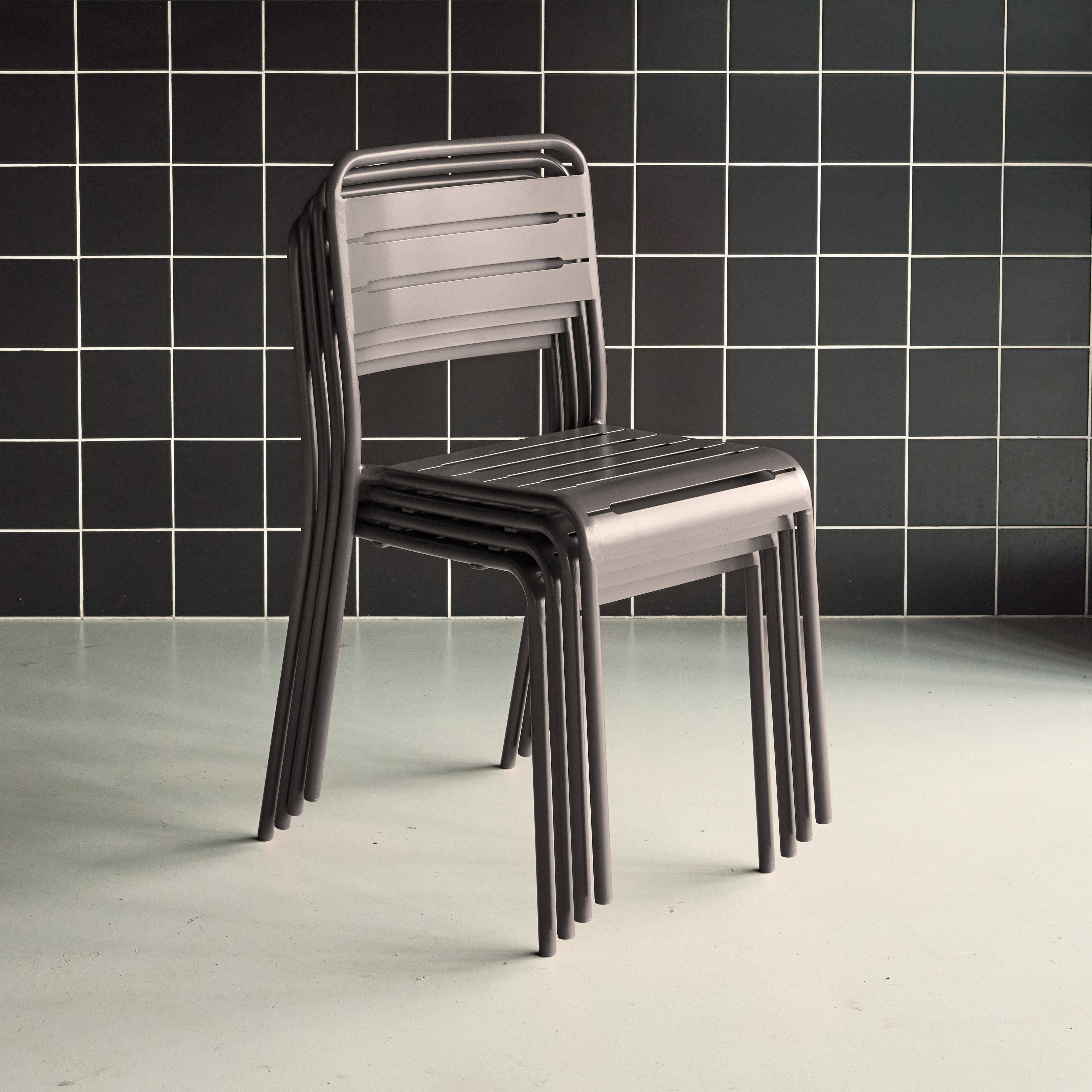 Silla de jardín de acero, set de 4, Amelia, Antracita, 44x52x79 cm,sweeek,Photo2