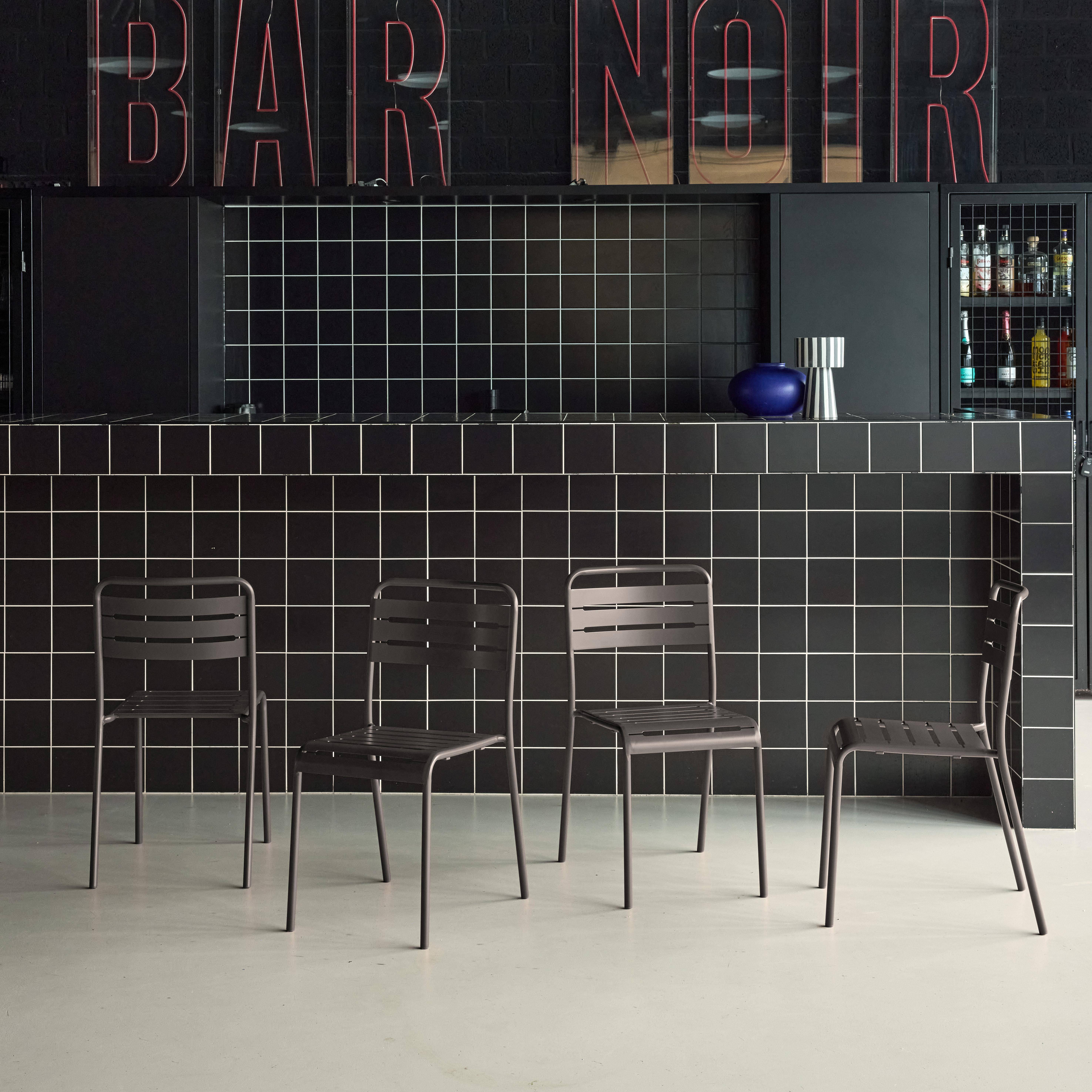 Set de 4 chaises de jardin en acier, 4 sièges, anthracite, Amelia, L44 x P52 x H79cm,sweeek,Photo2