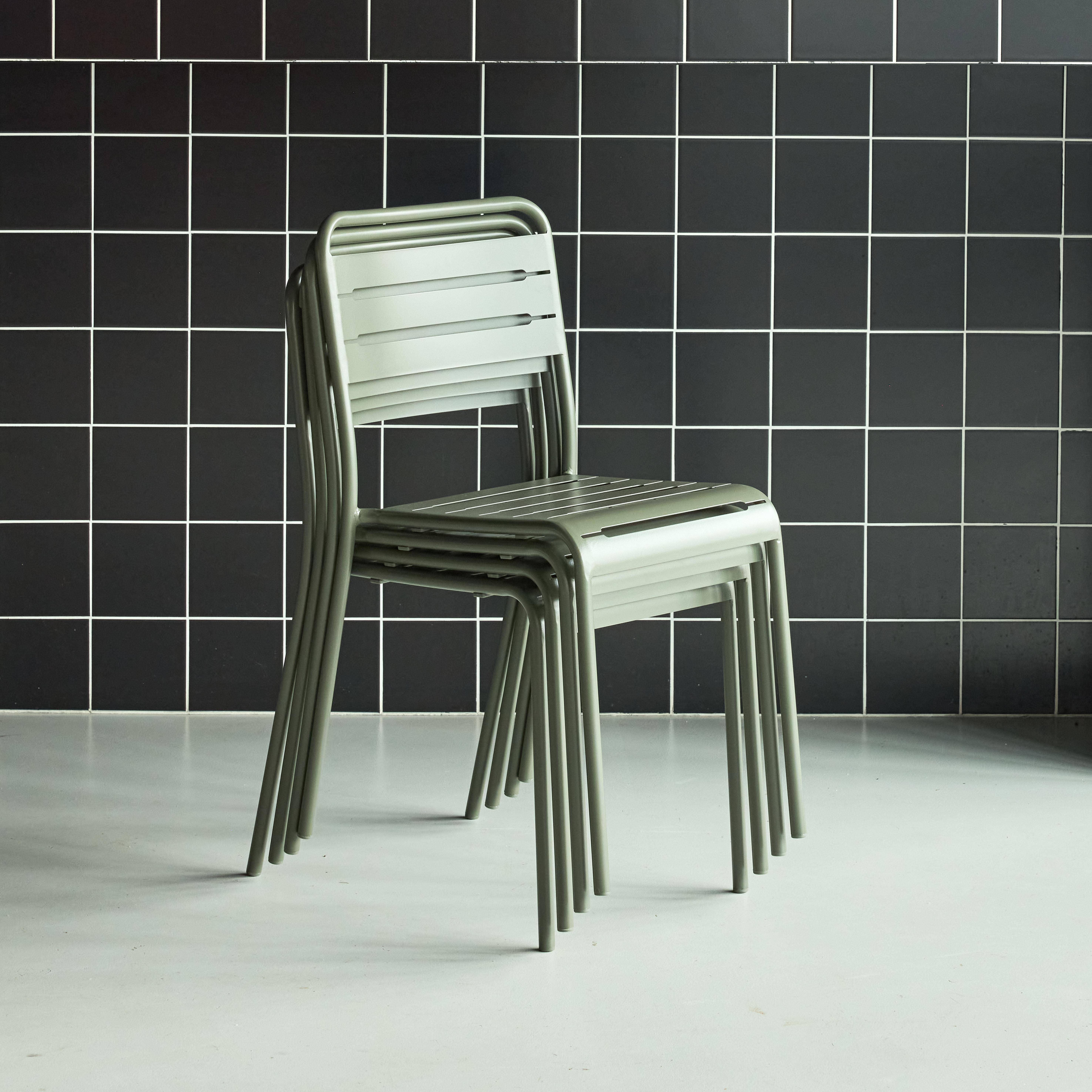 Silla de jardín de acero, set de 4, Amelia, Verde kaki, 44x52x79 cm Photo2