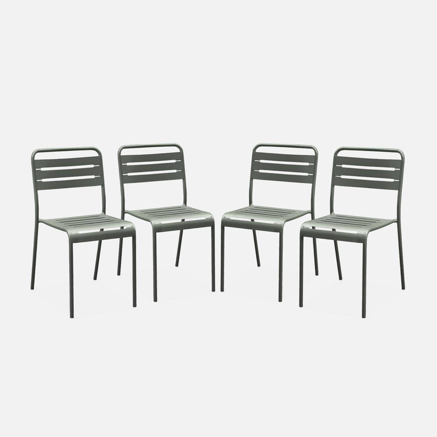 Lot de 4 chaises de jardin acier, 4 places, savane, Amelia, L44 x P52 x H79cm  Photo3