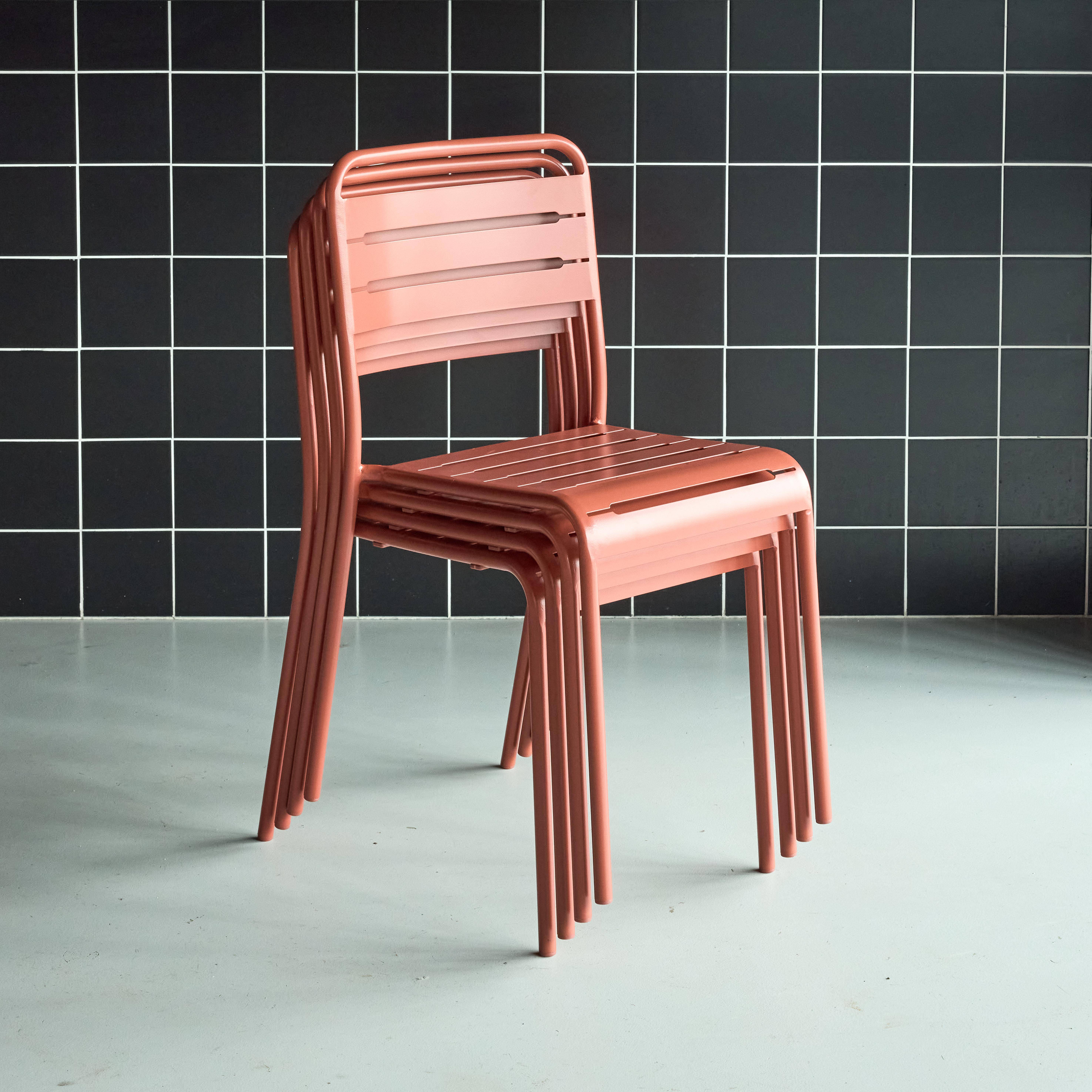 Set di 4 sedie da giardino in acciaio, Amelia, Terracotta, 44x52x79 cm,sweeek,Photo2