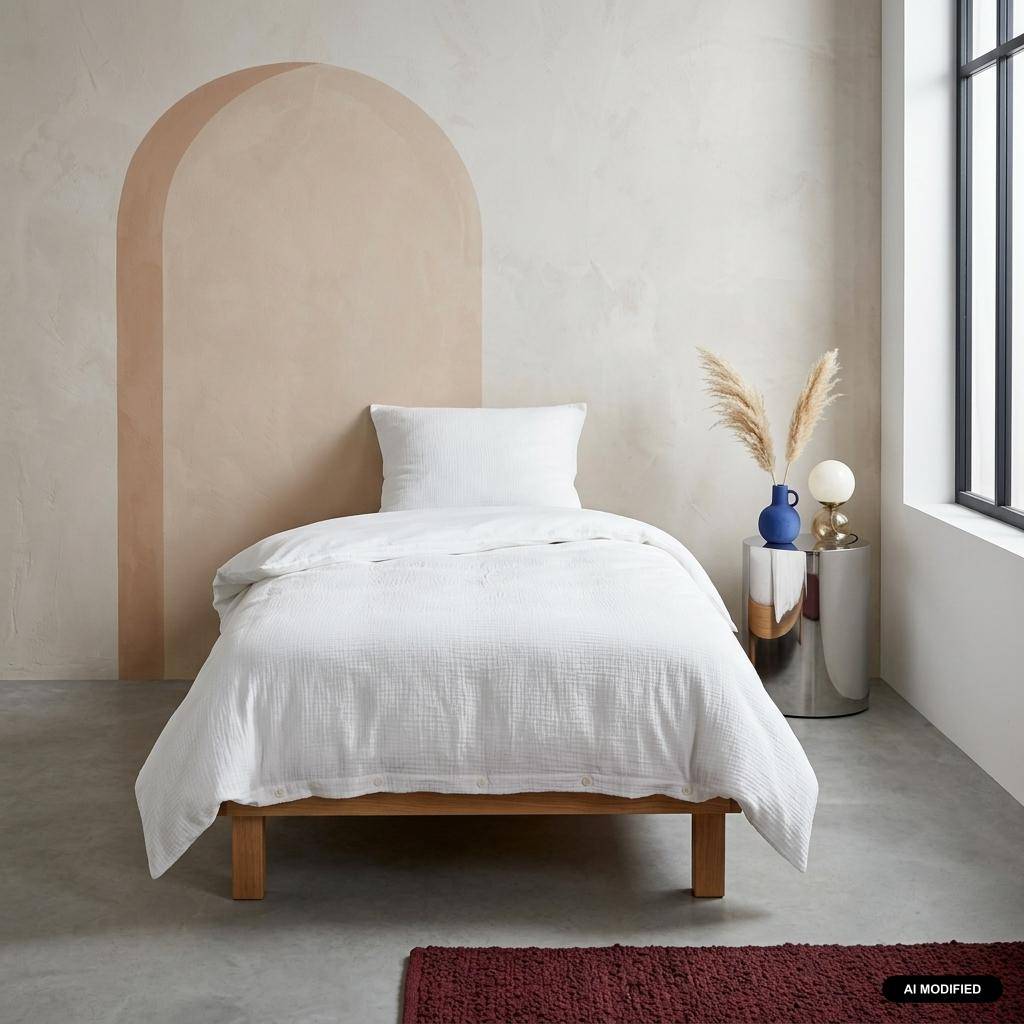Parure de lit gaze de coton / coton, 1 place, 1 housse de couette avec 1 taie d'oreiller 140 x 200 cm  Photo1