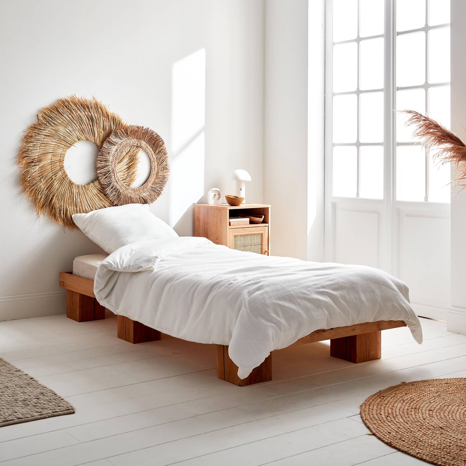 Bettwäschegarnitur aus weißer Baumwoll-Gaze / Baumwolle, 1 Person, 1 Bettbezug mit 1 Kopfkissenbezug 140 x 200 cm Photo1