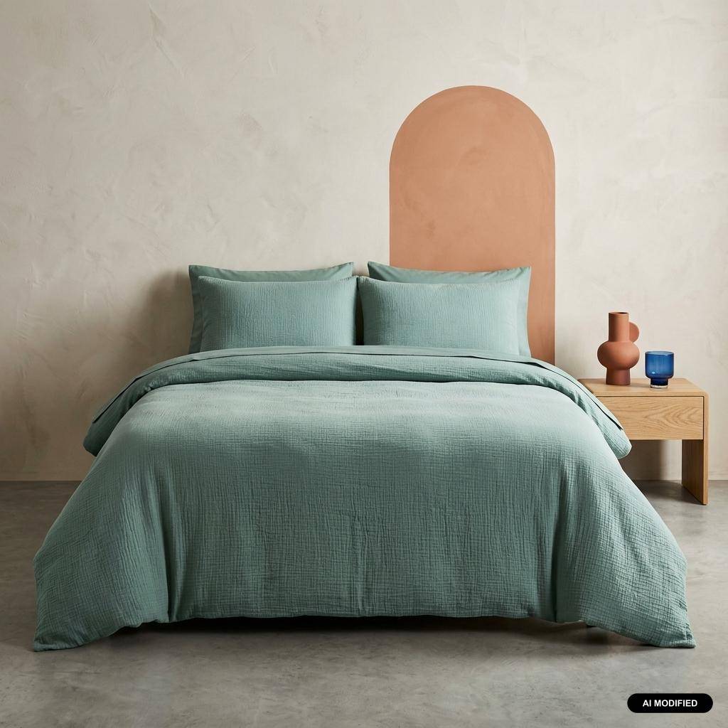 Set biancheria da letto in cotone verde - 220x240x220 cm Photo1