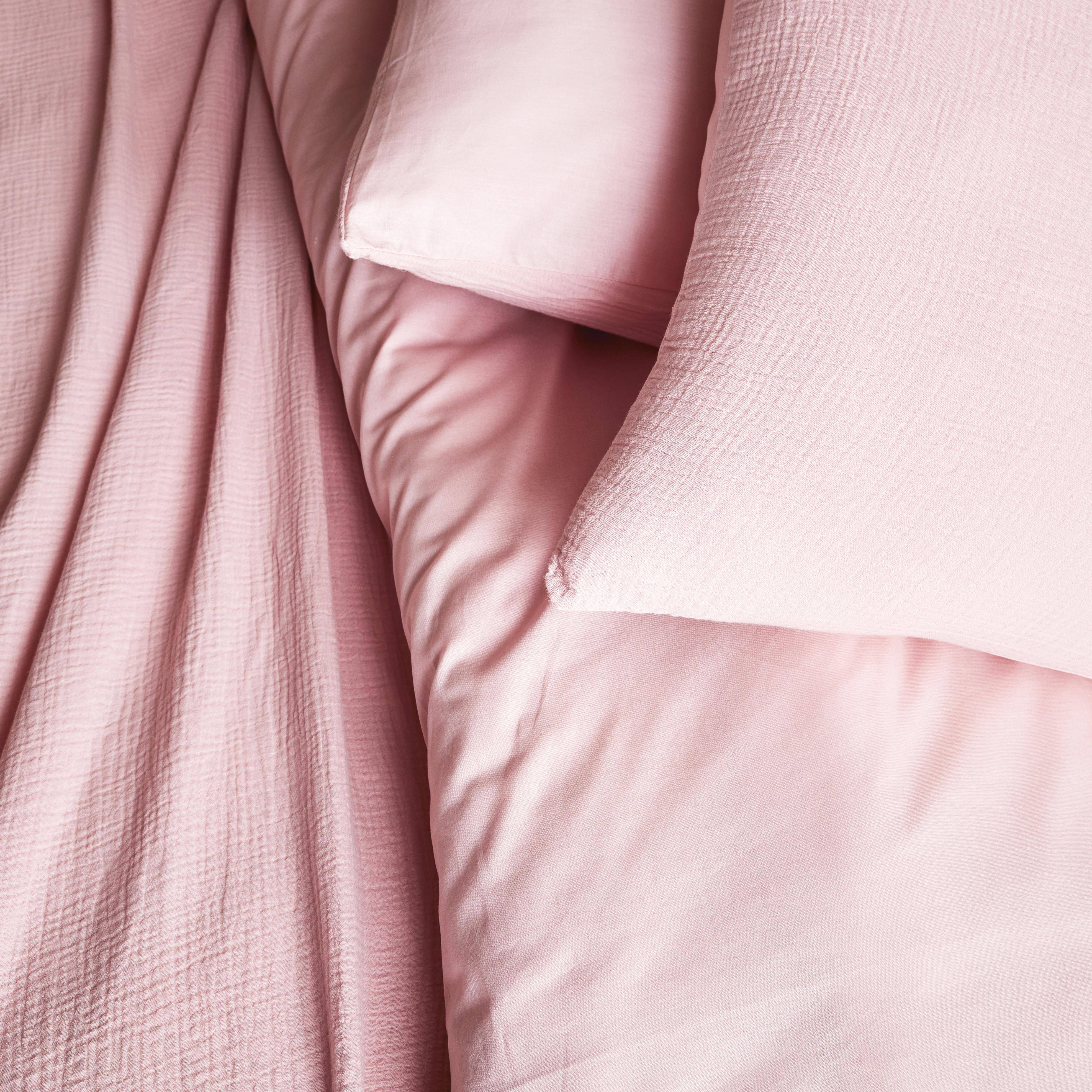 2-persoons roze katoenen bedlinnenset met 1 dekbedovertrek en 2 kussenslopen 240 x 220 cm ,sweeek,Photo2