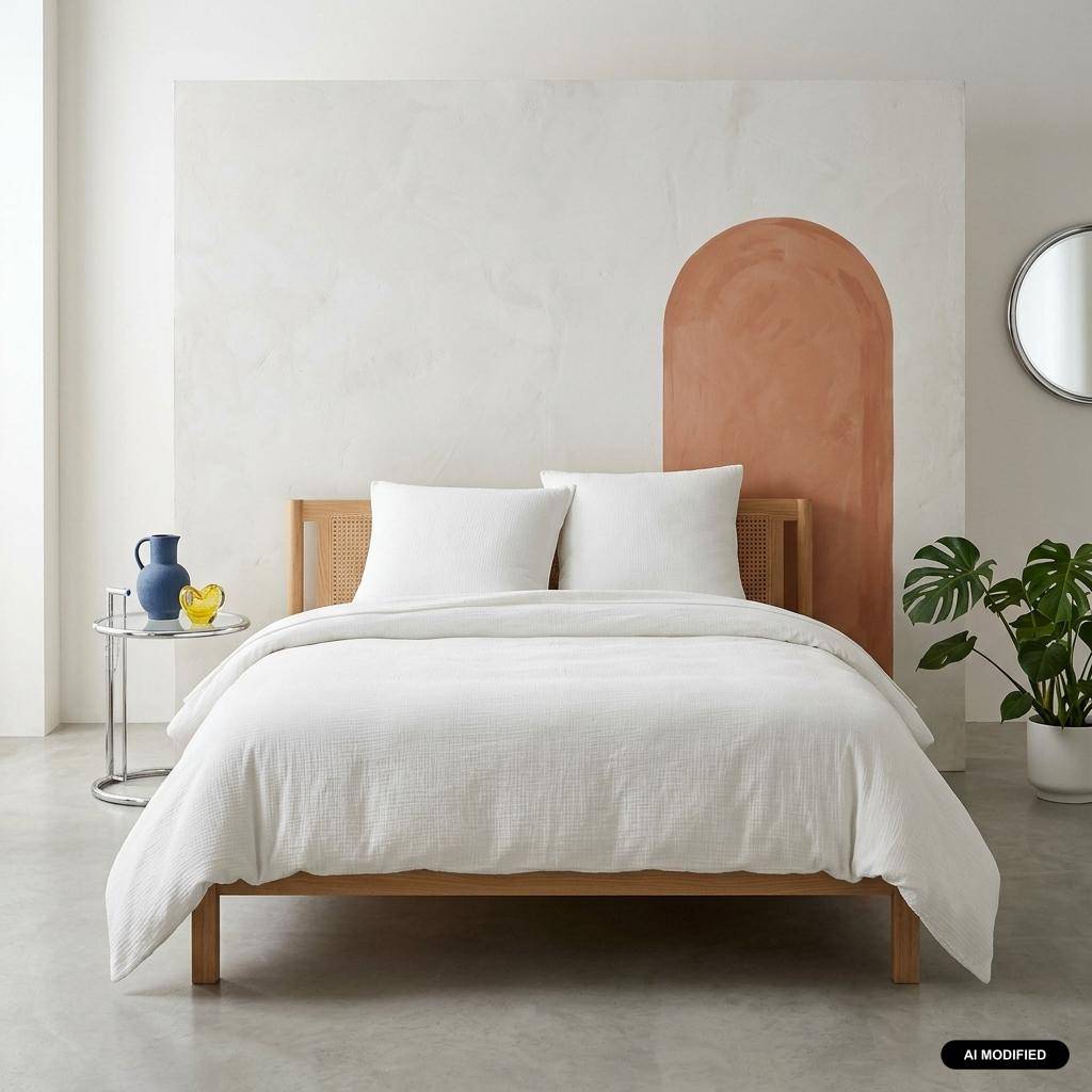 Conjunto de roupa de cama em gaze de algodão branco - 220x240x1 cm Photo1